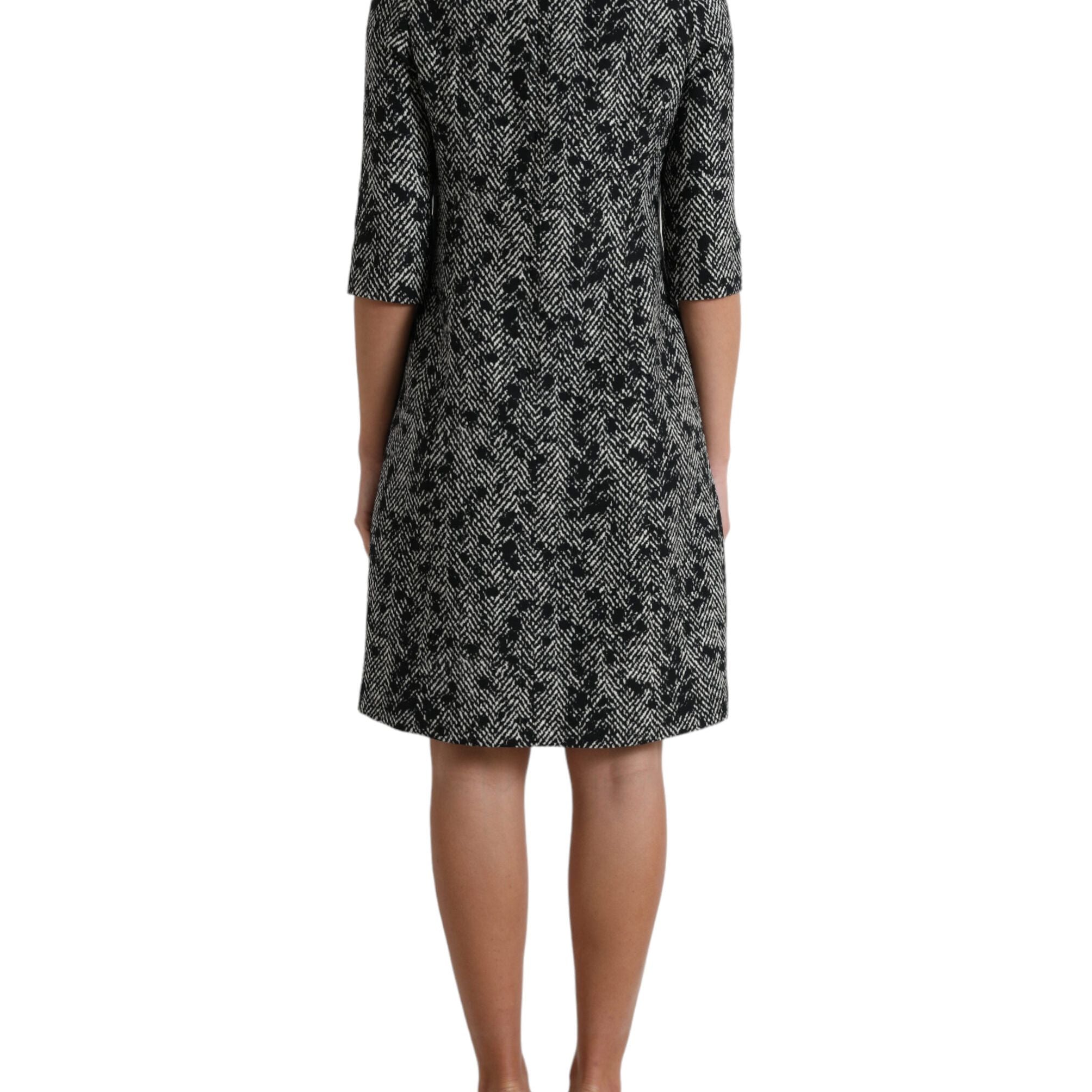 Dolce & Gabbana Black Chevron Polyester Shift Mini Dress