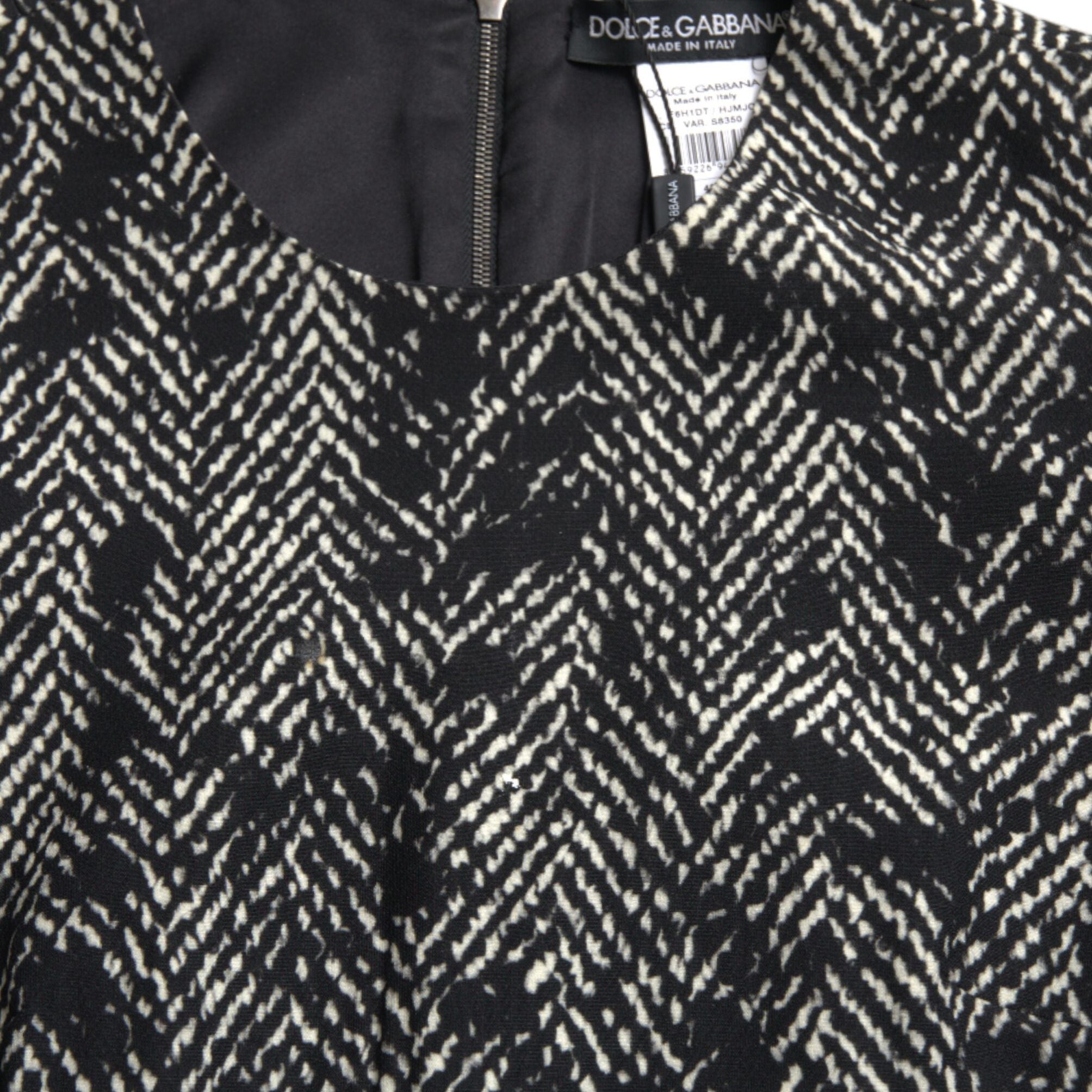 Dolce & Gabbana Black Chevron Polyester Shift Mini Dress