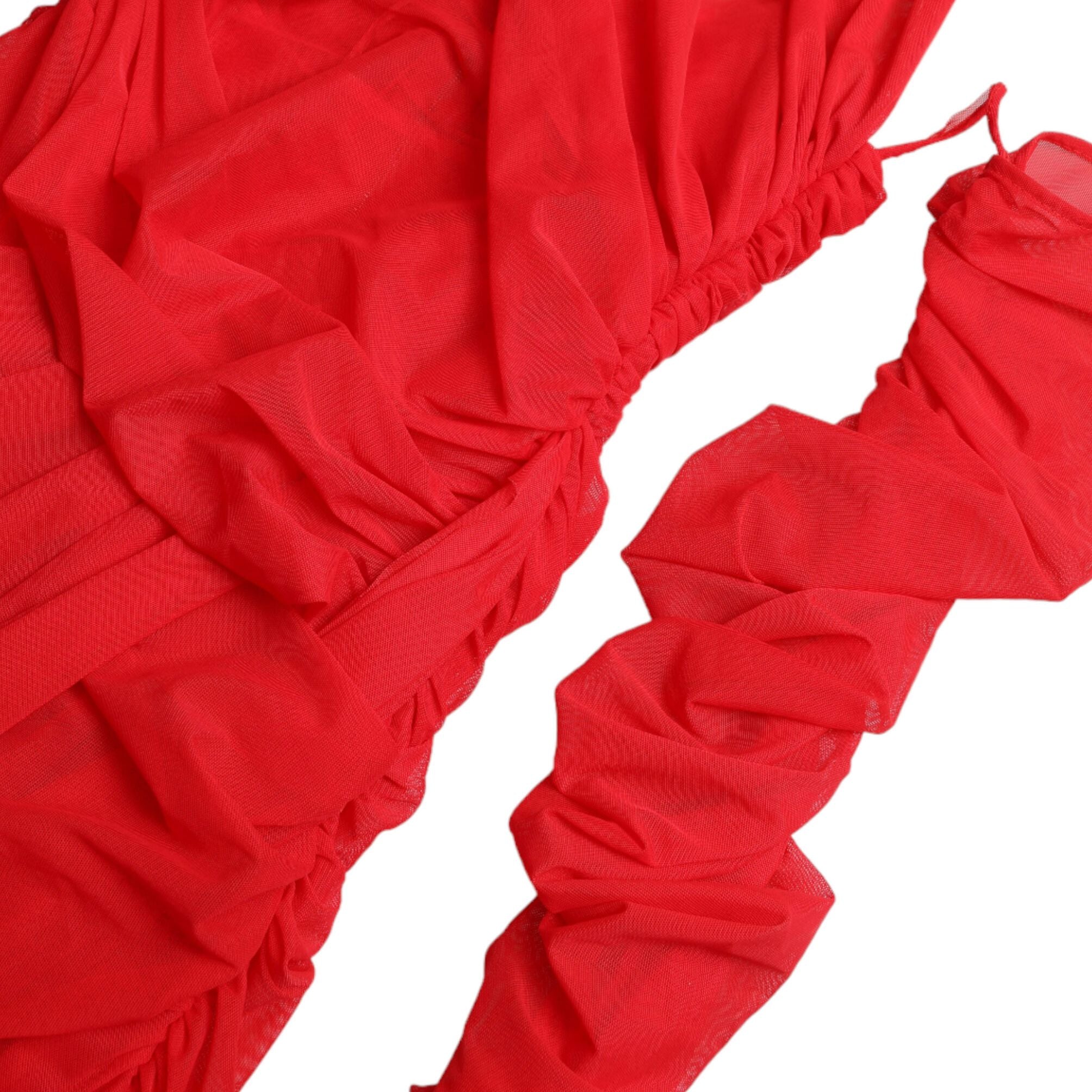 Dolce & Gabbana Red Nylon Stretch Cut Out Midi Dress
