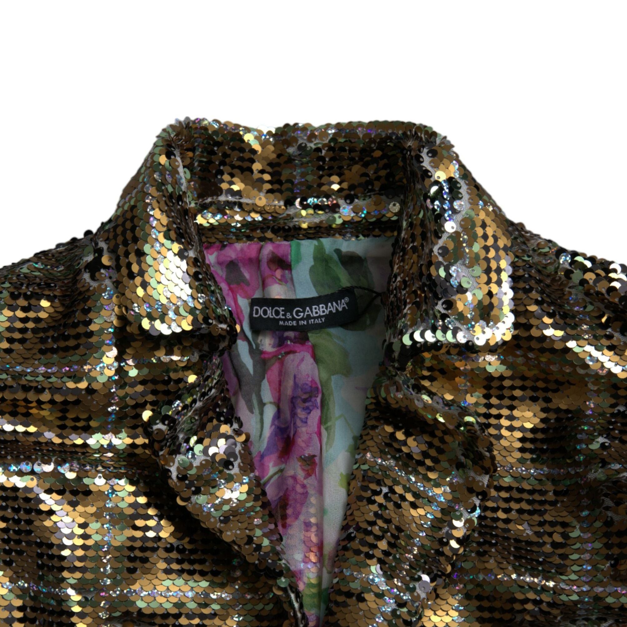 Dolce & Gabbana Multicolor Polyester Sequined Cropped Jacket