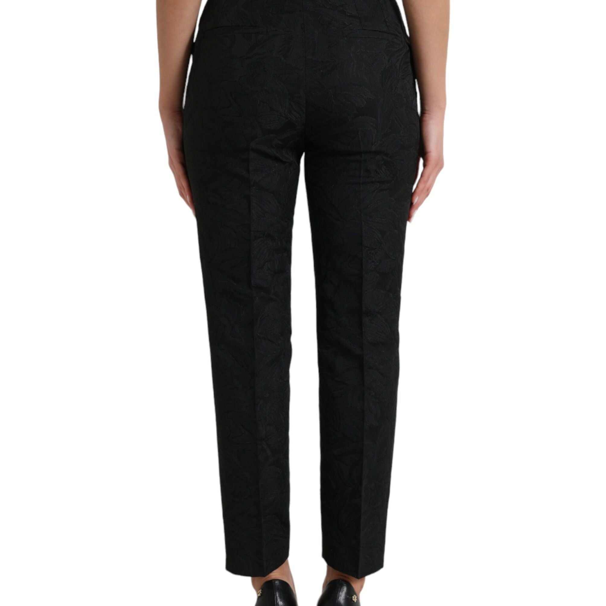 Dolce & Gabbana Black Polyester High Waist Tapered Pants