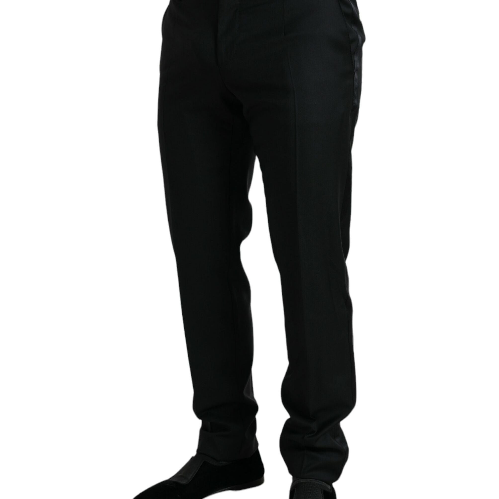 Dolce & Gabbana Black Wool Slim Fit Formal Trouser Dress Pants
