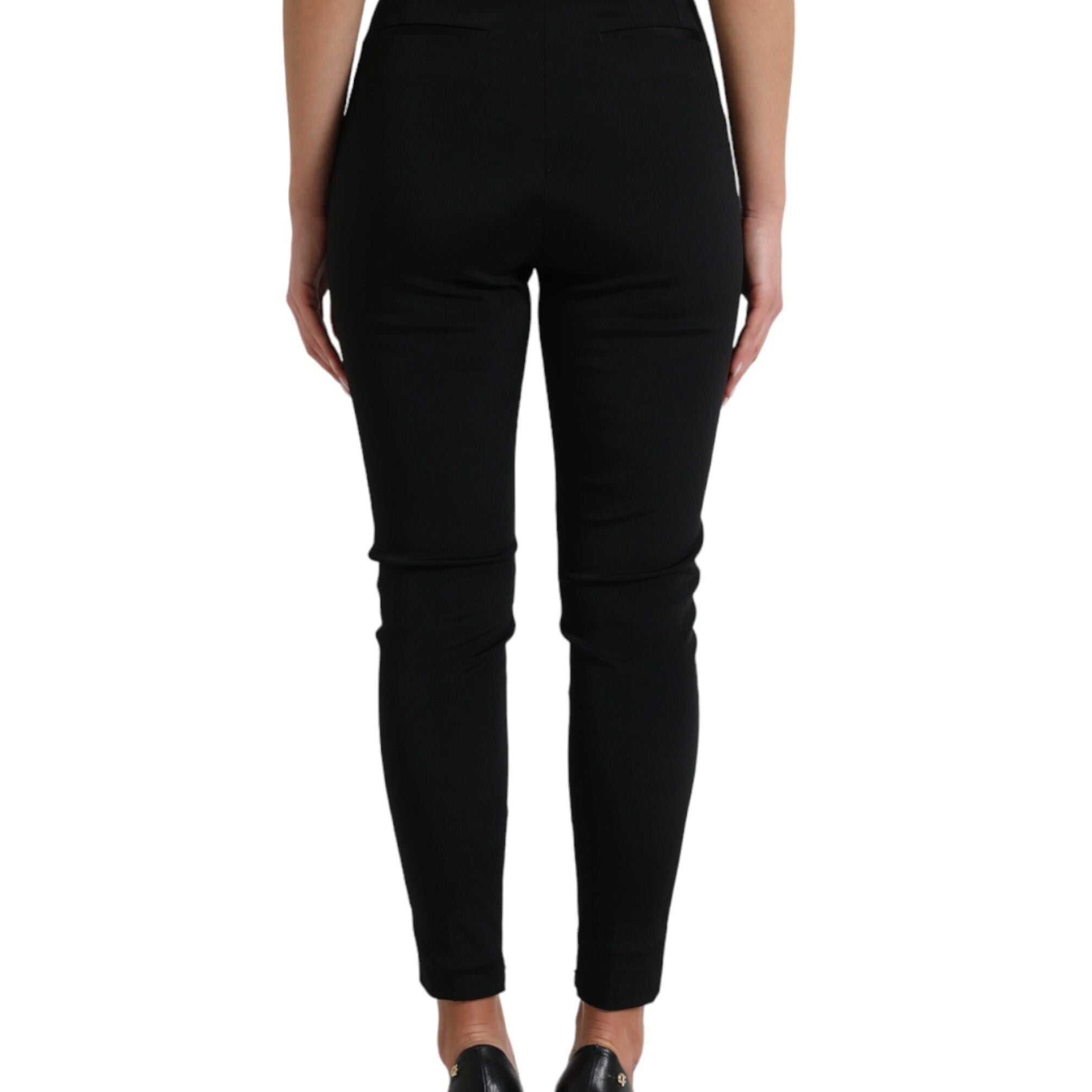 Dolce & Gabbana Black Wool Stretch High Waist Skinny Pants