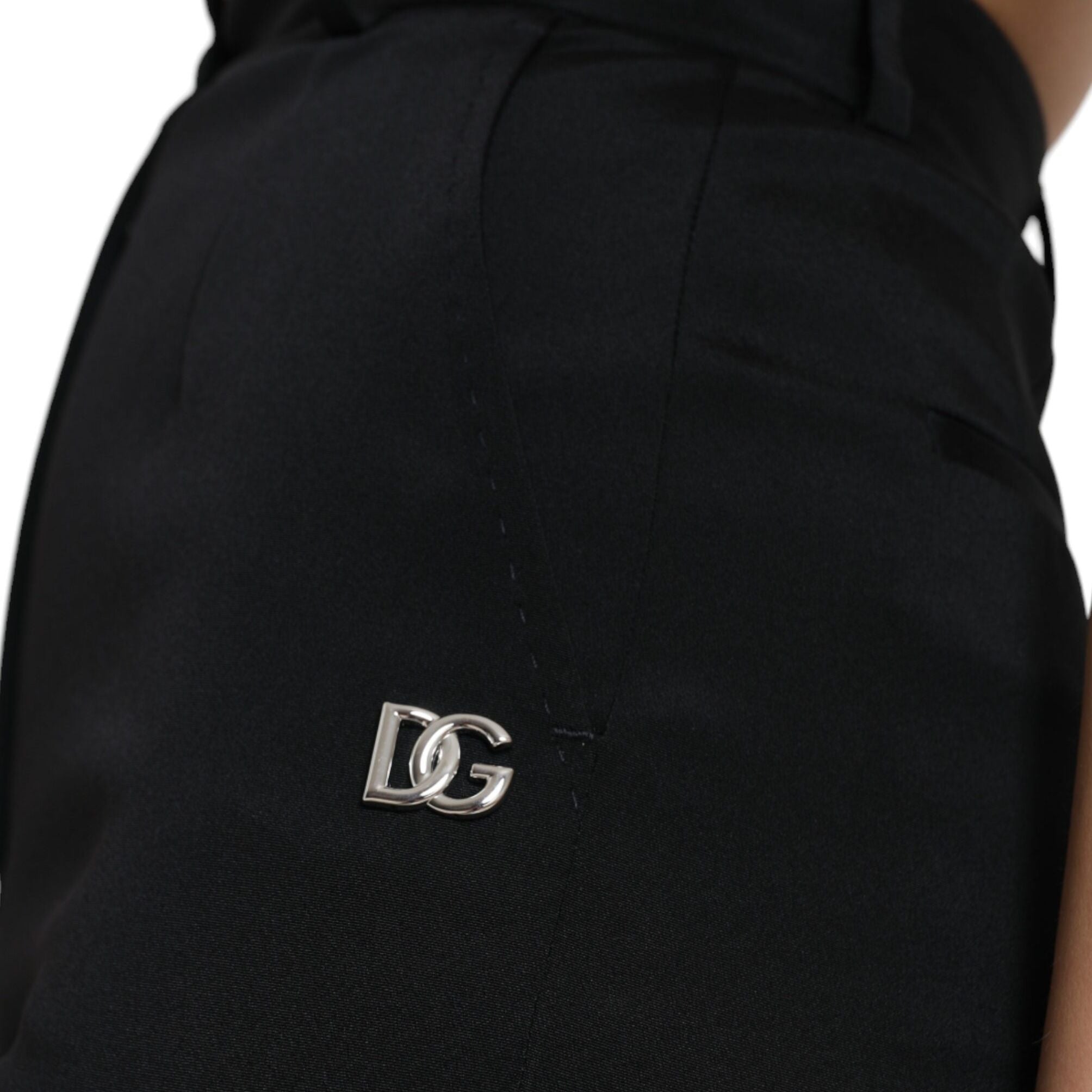 Dolce & Gabbana Black Wool Stretch High Waist Skinny Pants