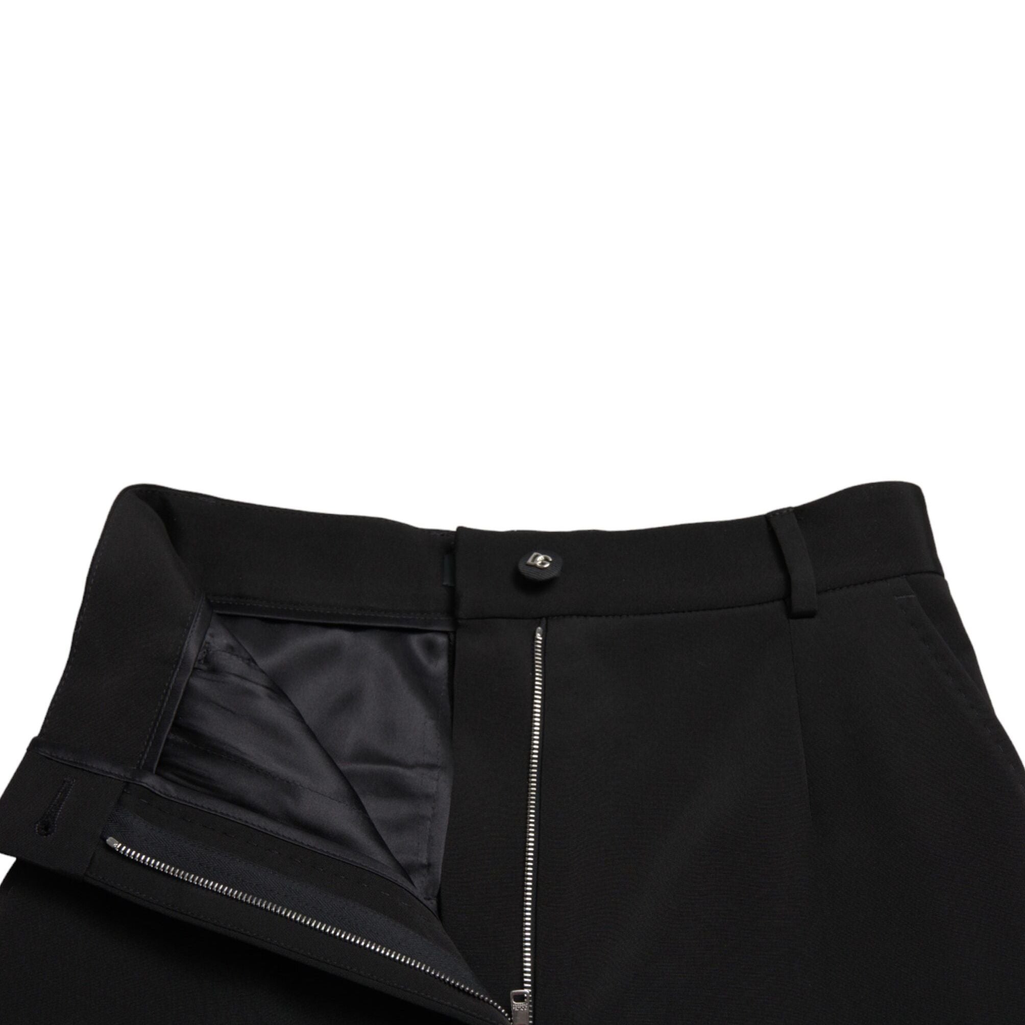 Dolce & Gabbana Black Wool Stretch High Waist Skinny Pants