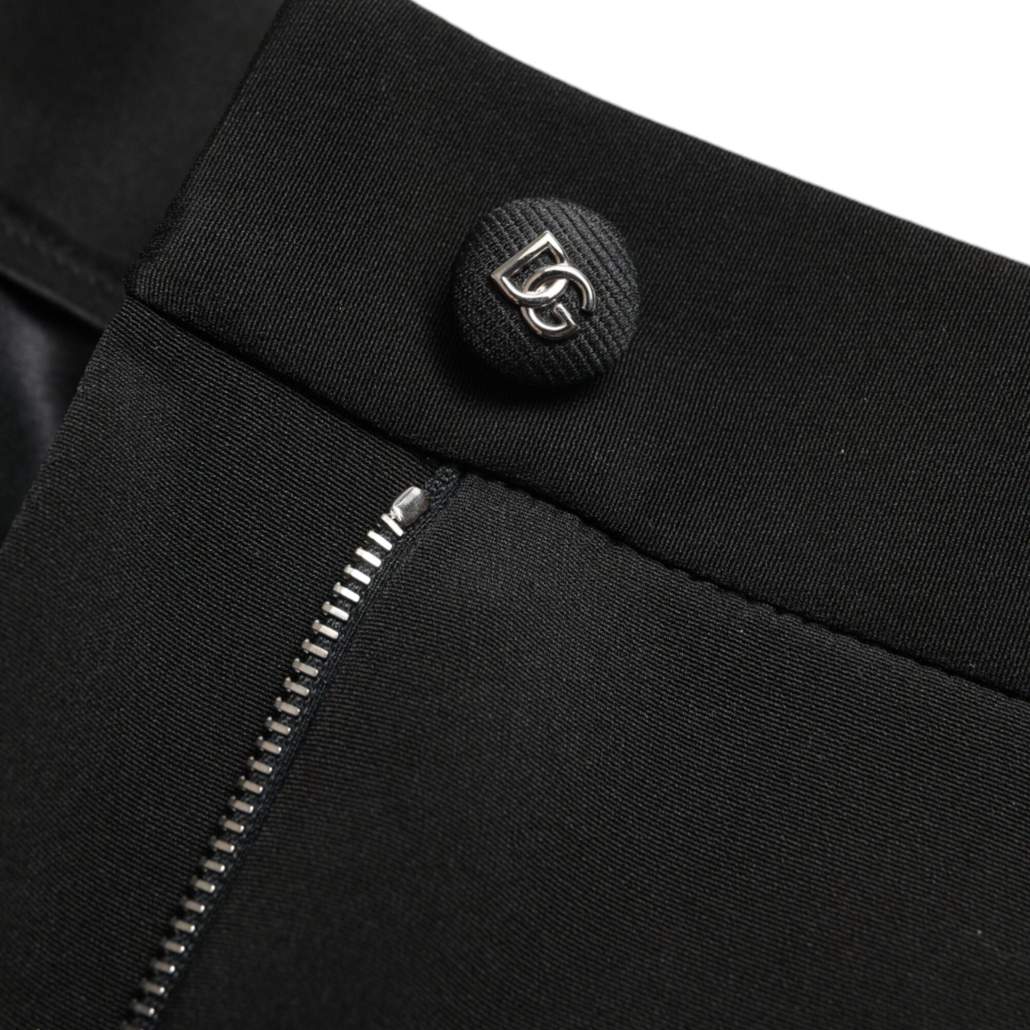 Dolce & Gabbana Black Wool Stretch High Waist Skinny Pants