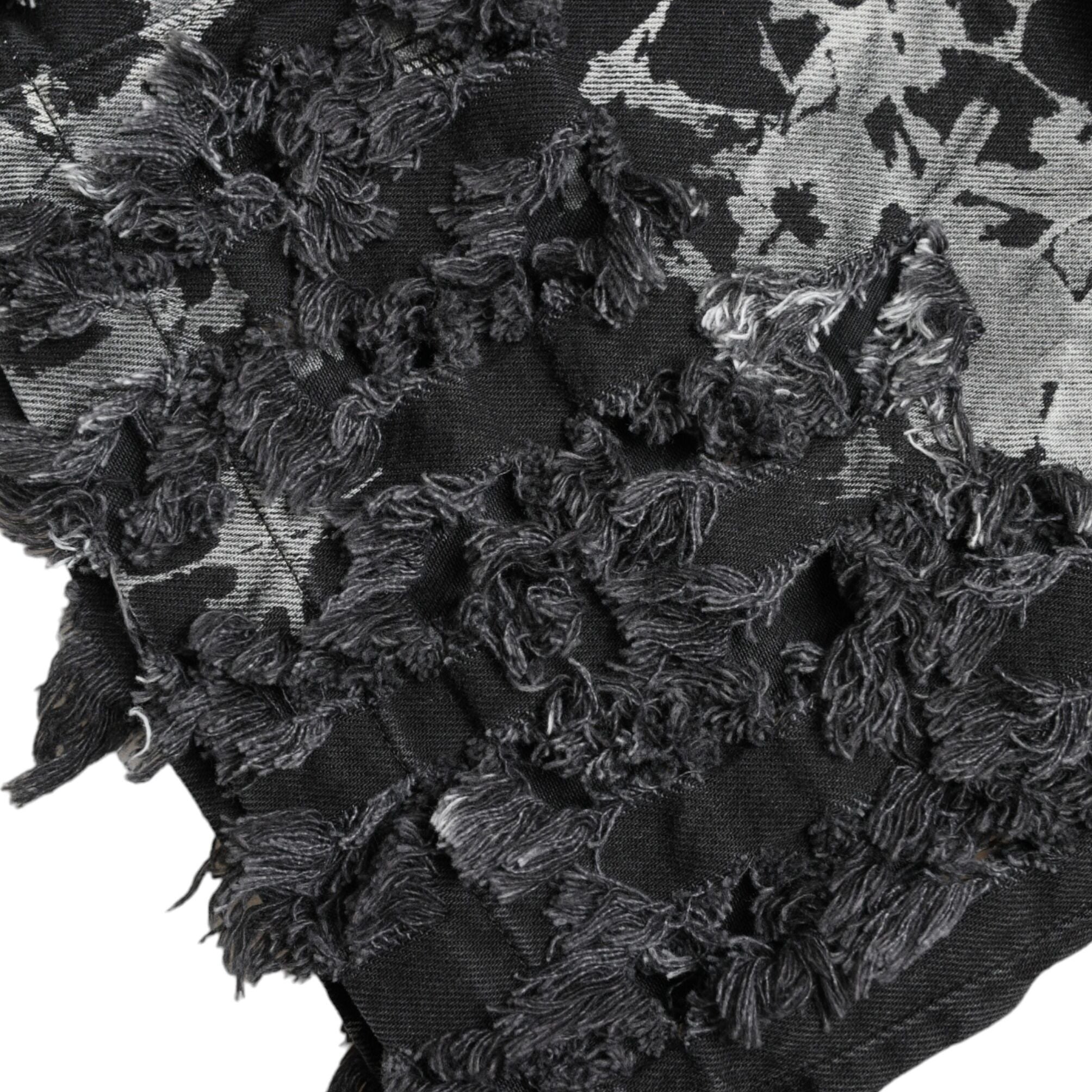 Dolce & Gabbana Black Gray Lace Cotton High Waist Denim Mini Skirt