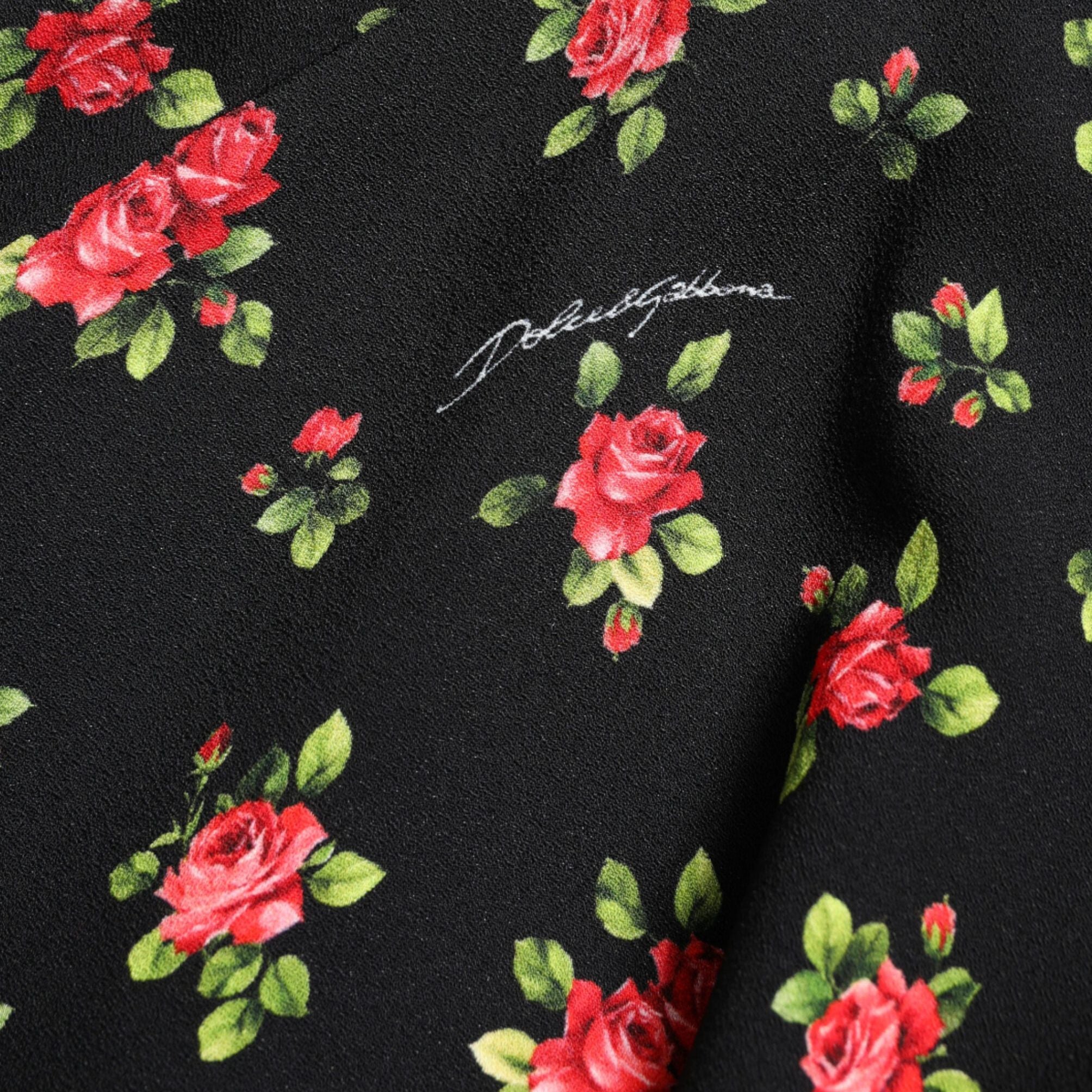 Dolce & Gabbana Black Rose Print High Waist A-line Mini Skirt