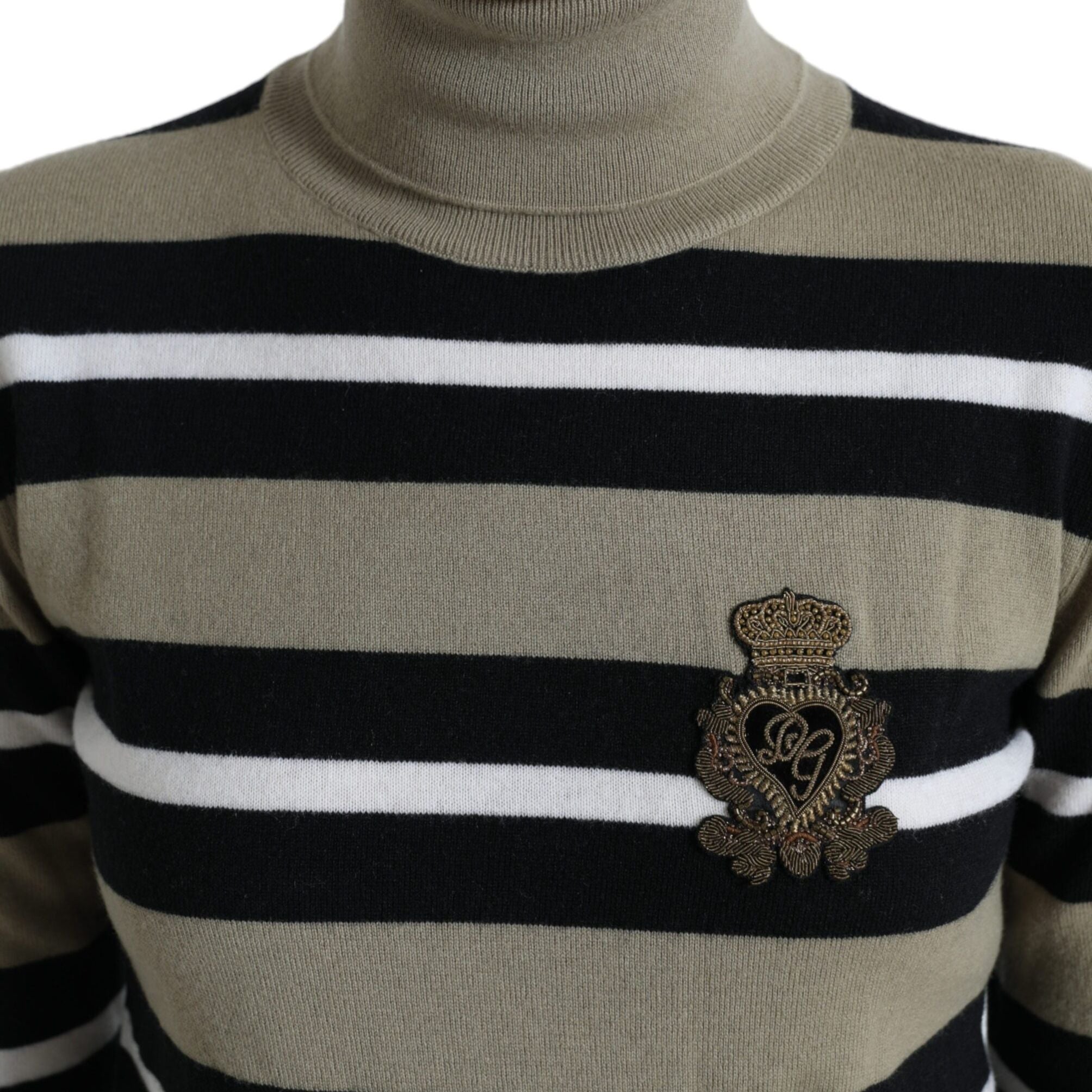 Dolce & Gabbana Multicolor Stripes Logo Turtle Neck Pullover Sweater