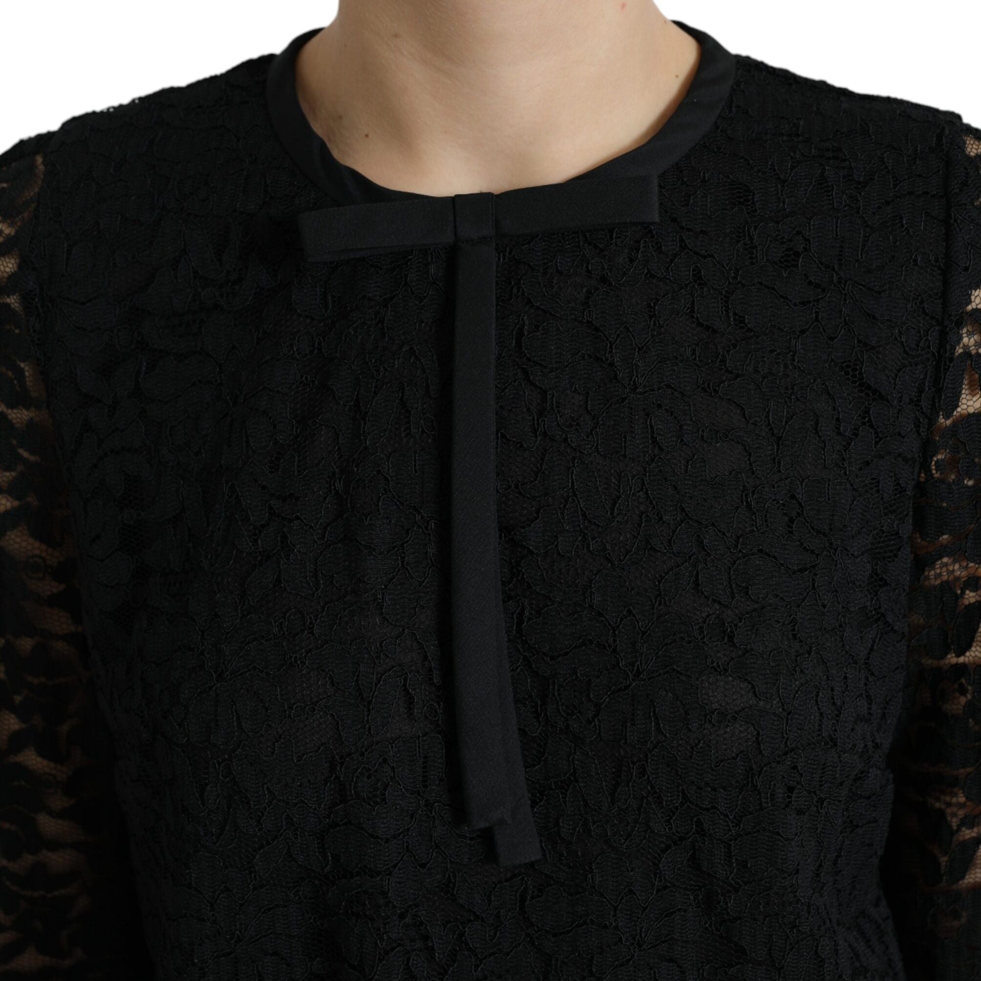 Dolce & Gabbana Black STAFF Blouse Floral Lace Nylon Top