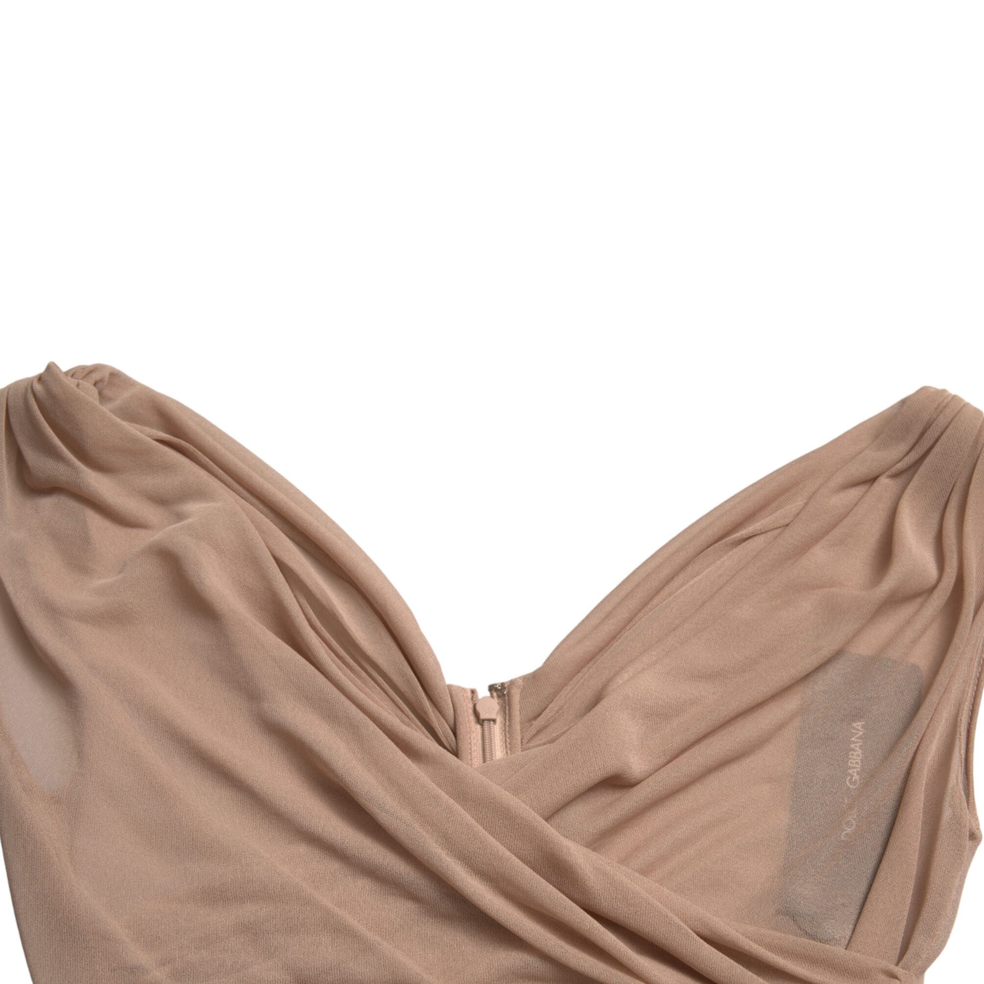 Dolce & Gabbana Beige Viscose V-neck Sleeveless Tank Top