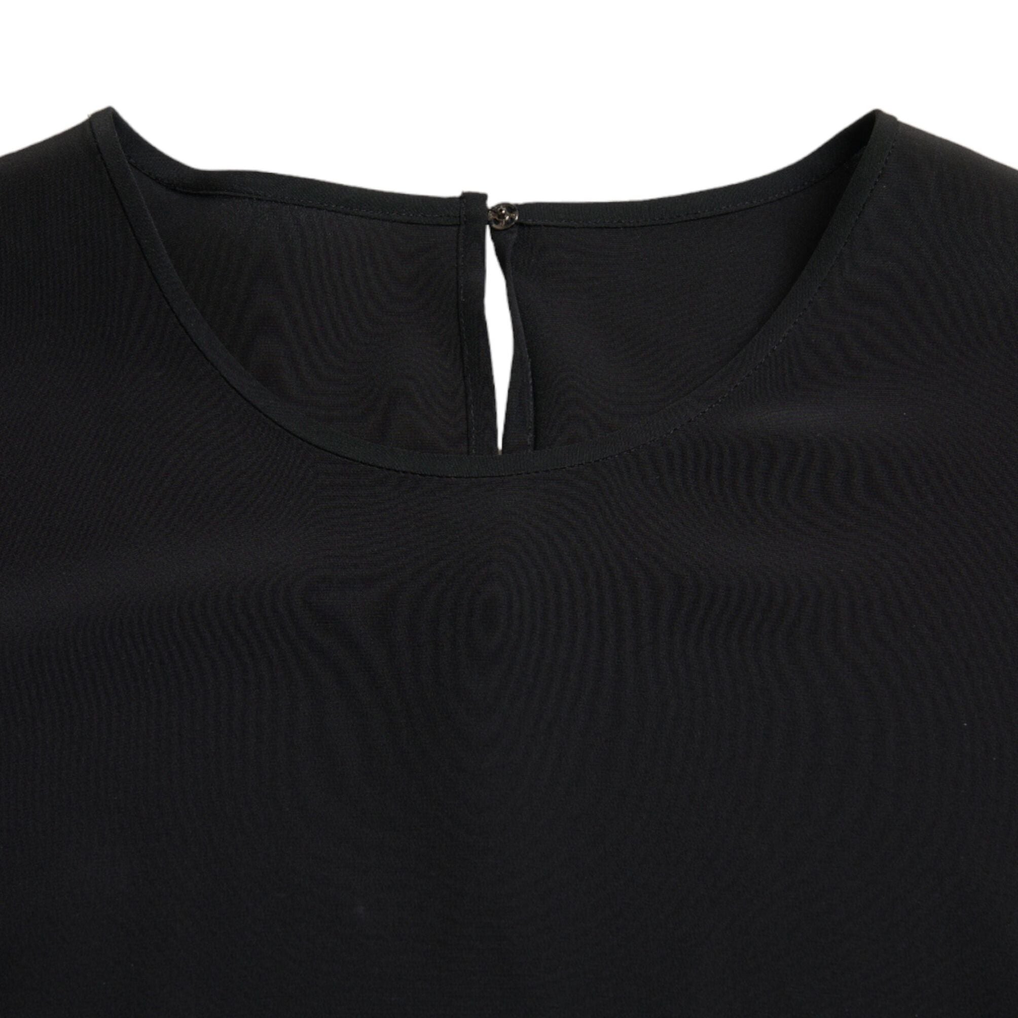 Dolce & Gabbana Black Silk Round Neck Short Sleeve Blouse Top