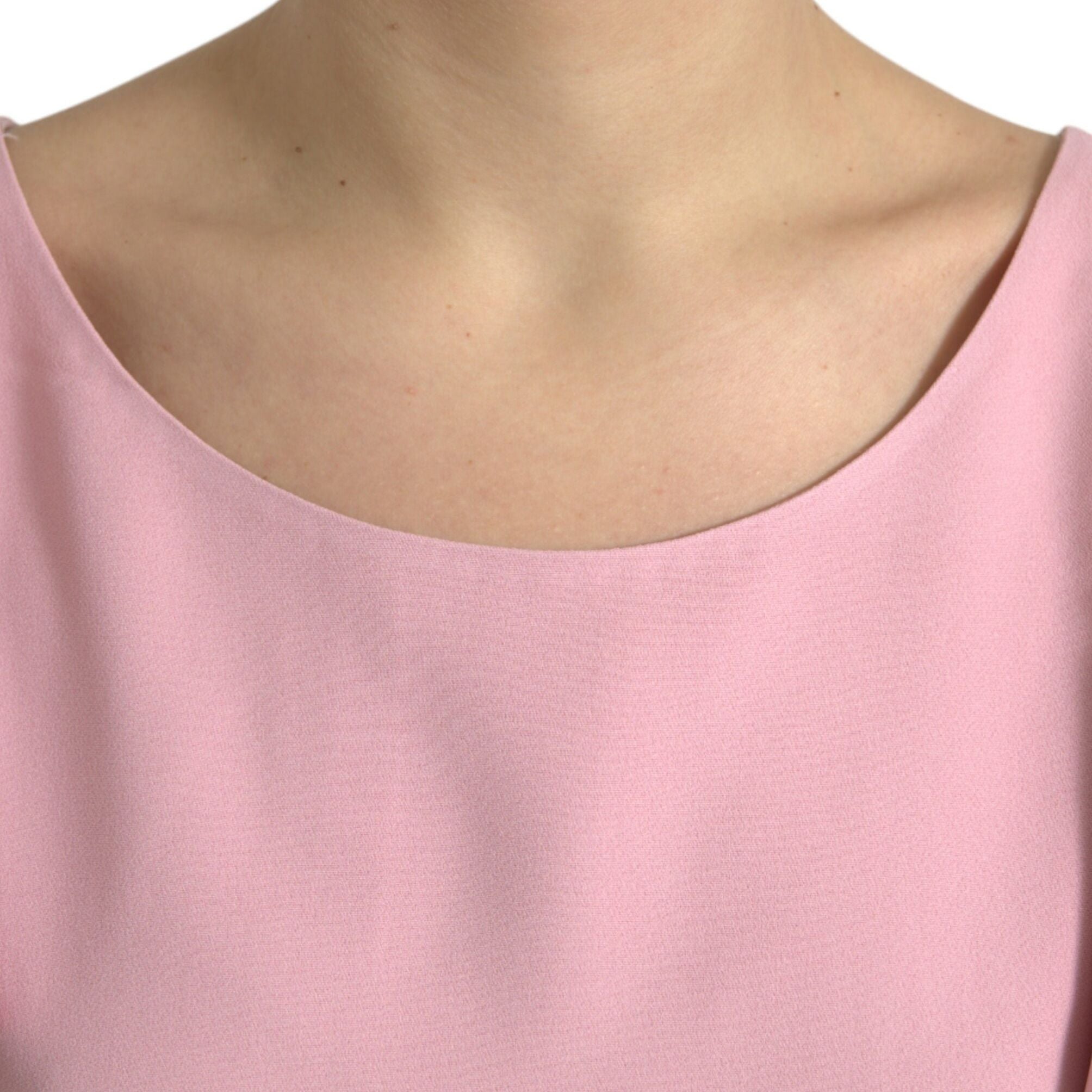 Dolce & Gabbana Pink Short Sleeves Round Neck Blouse Top