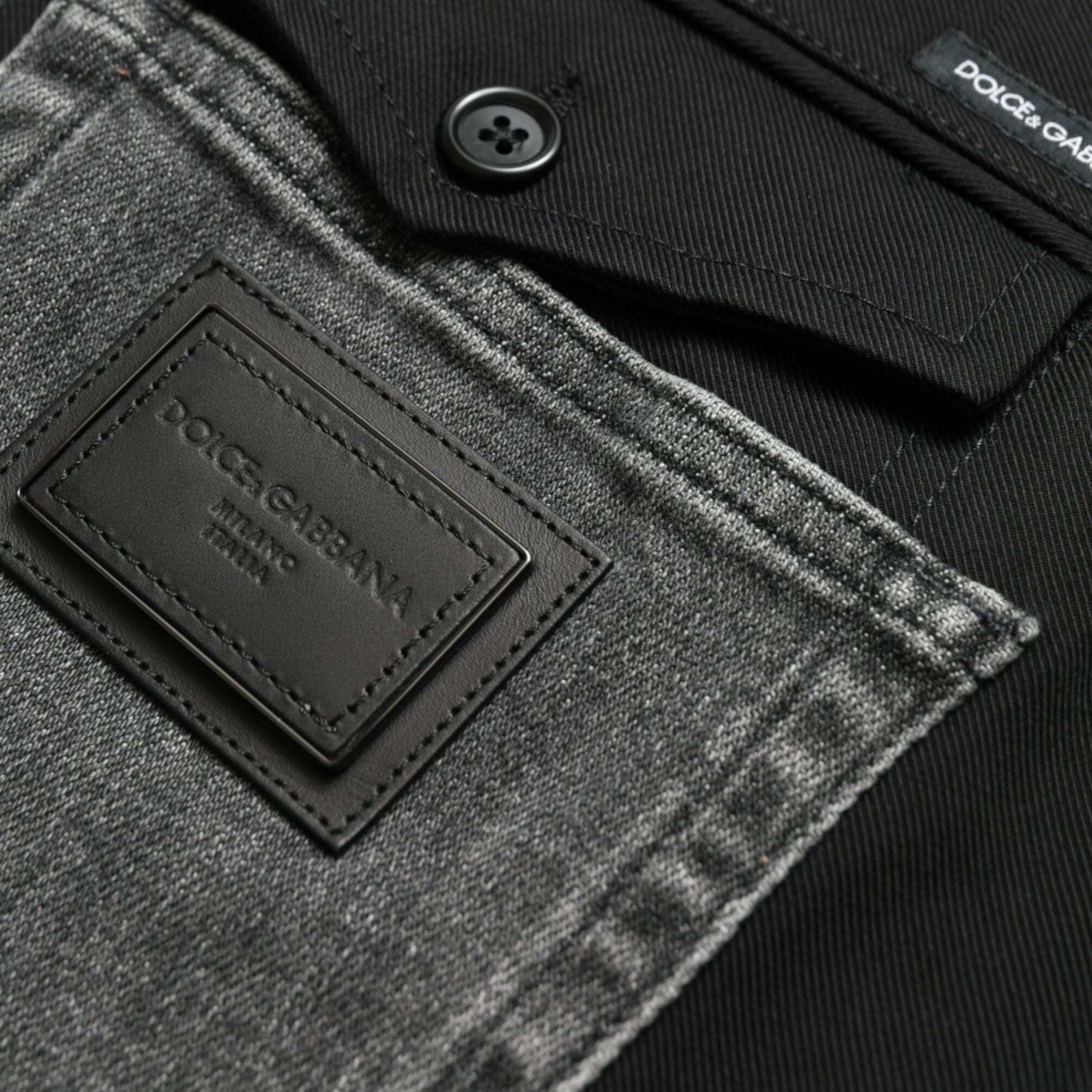 Dolce & Gabbana Black Gray Slim Cotton Denim Jeans Pants
