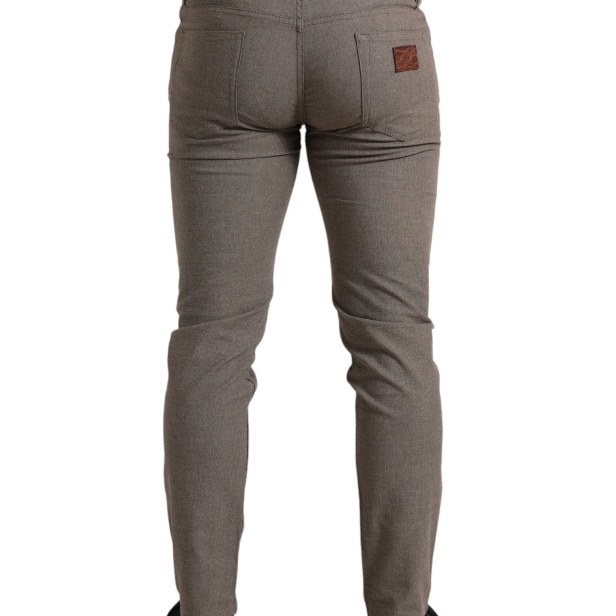 Dolce & Gabbana Brown Cotton Stretch Skinny Men Pants
