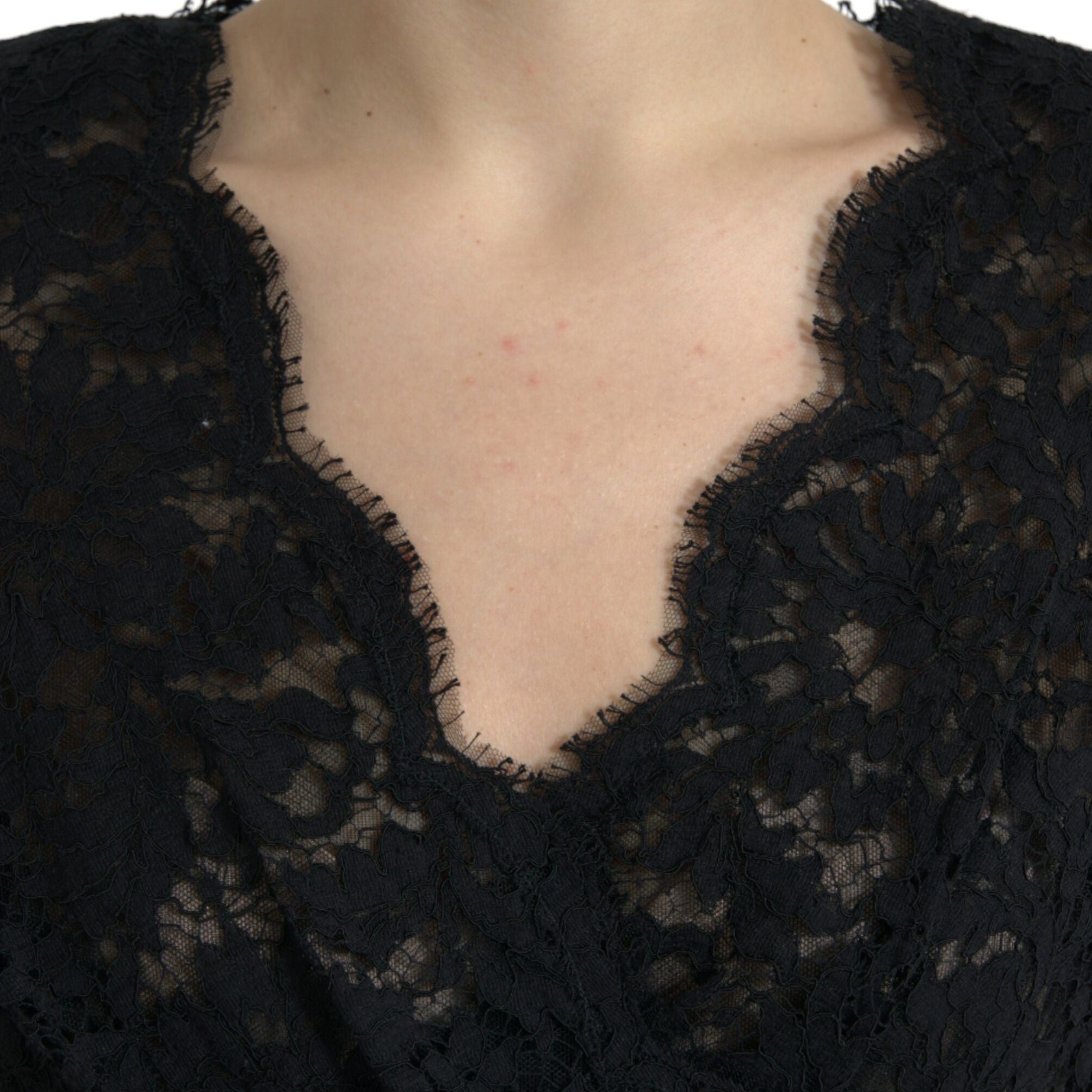 Dolce & Gabbana Black Bodycon Lace Cotton Sheath Mini Dress
