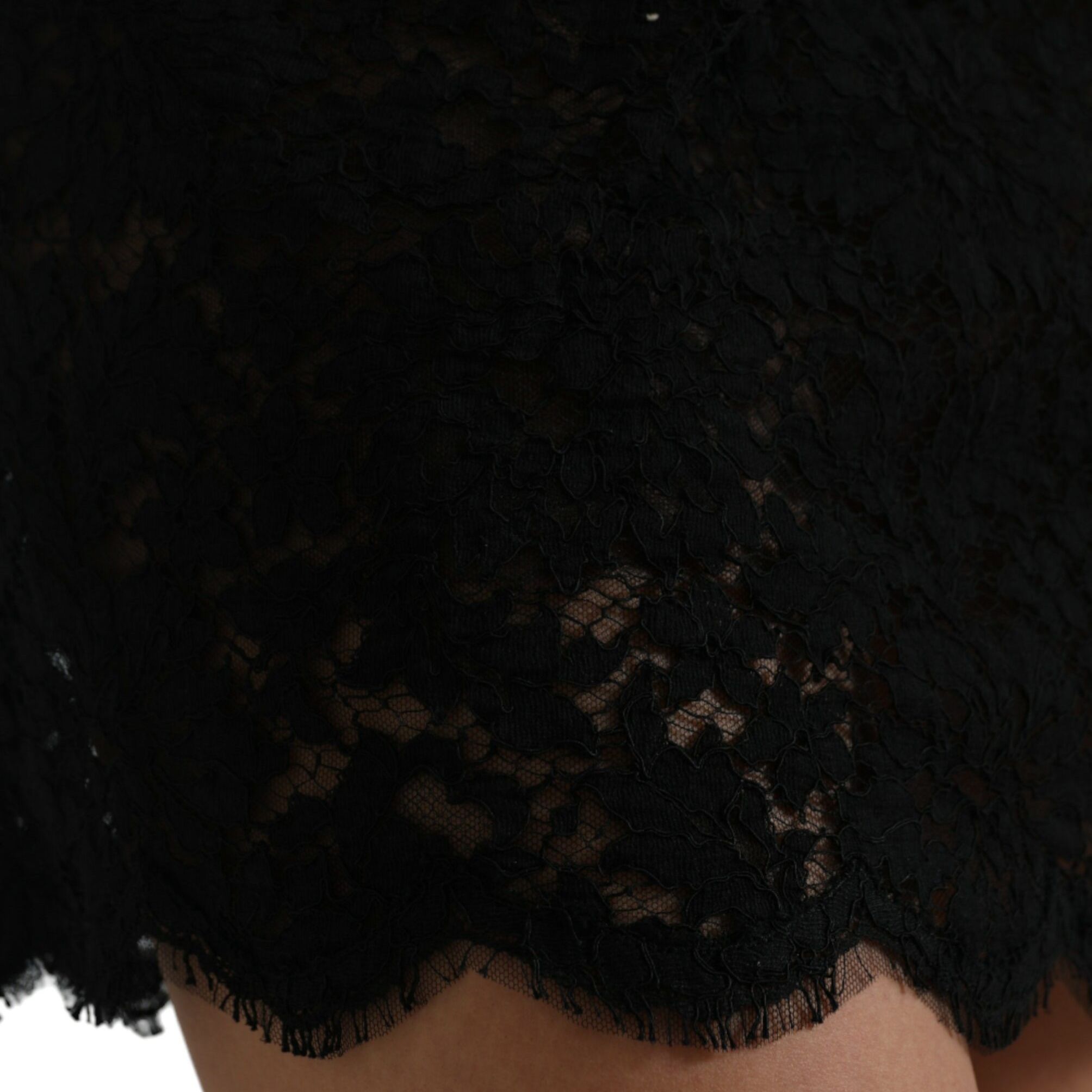Dolce & Gabbana Black Bodycon Lace Cotton Sheath Mini Dress