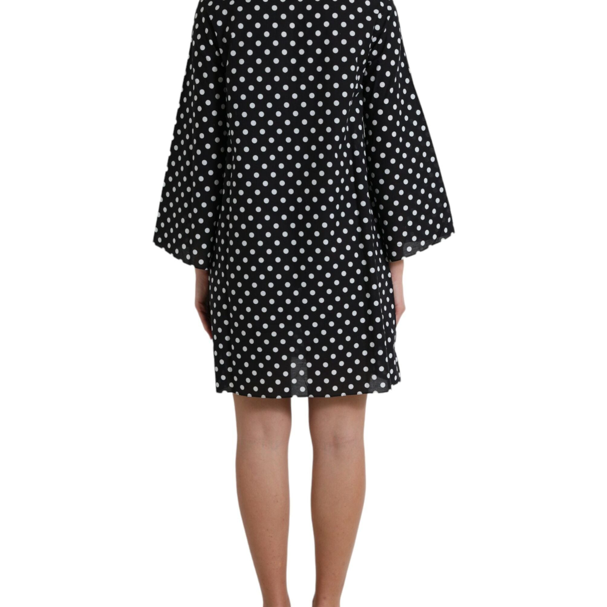 Dolce & Gabbana Black White Polka Dot Nylon Shift Mini Dress