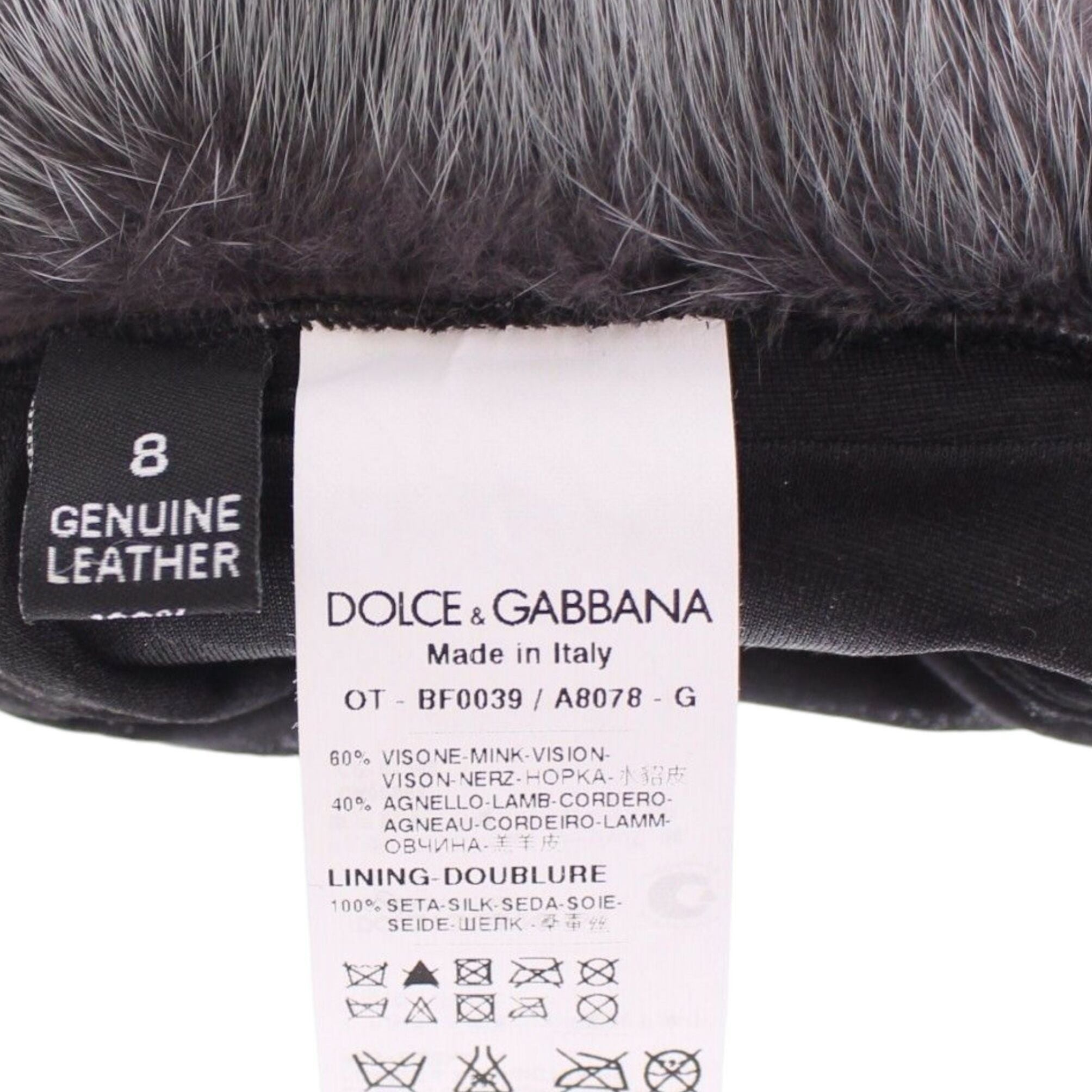 Dolce & Gabbana Gray Mink Fur Lambskin Suede Leather Gloves