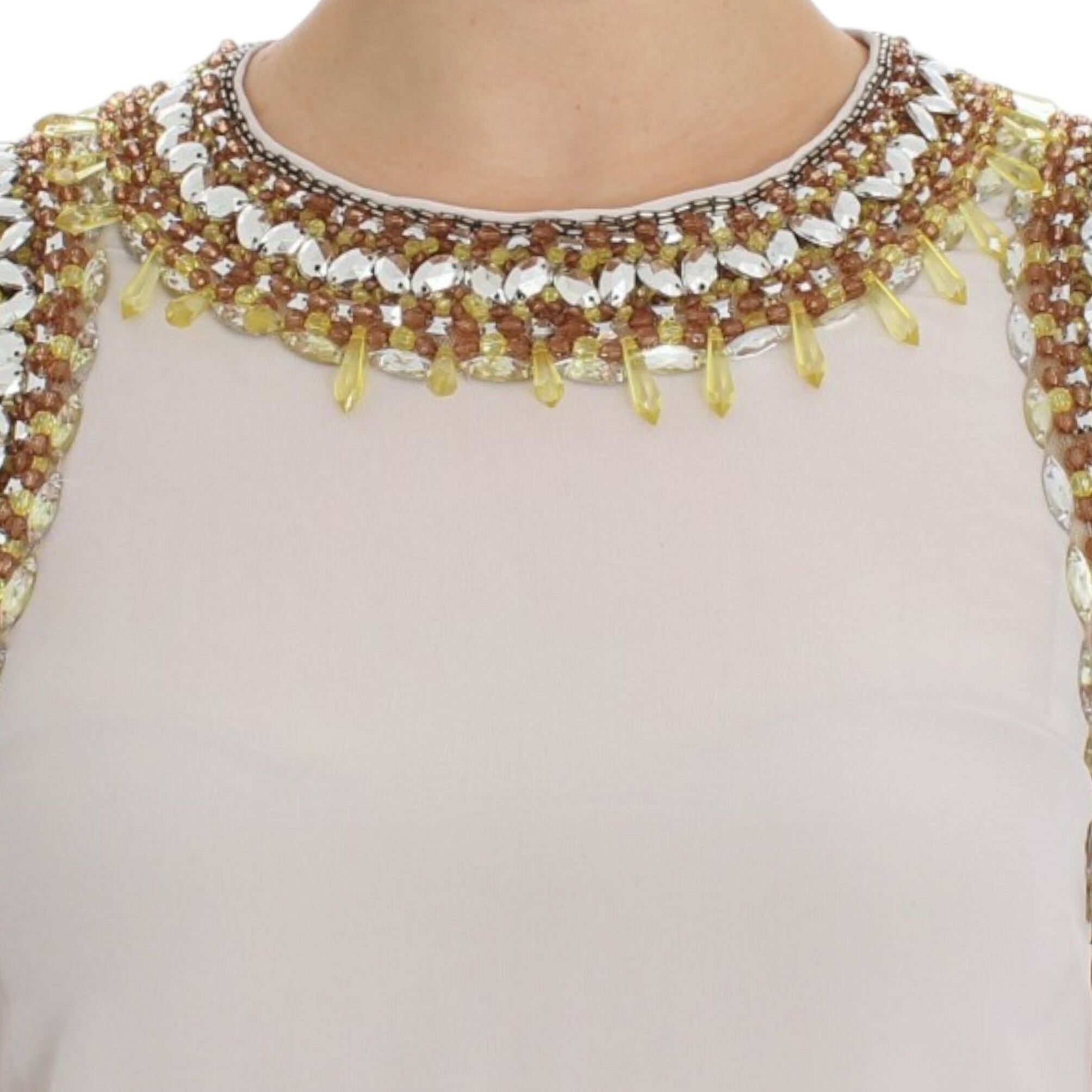 Dolce & Gabbana White crystal embellished tank top