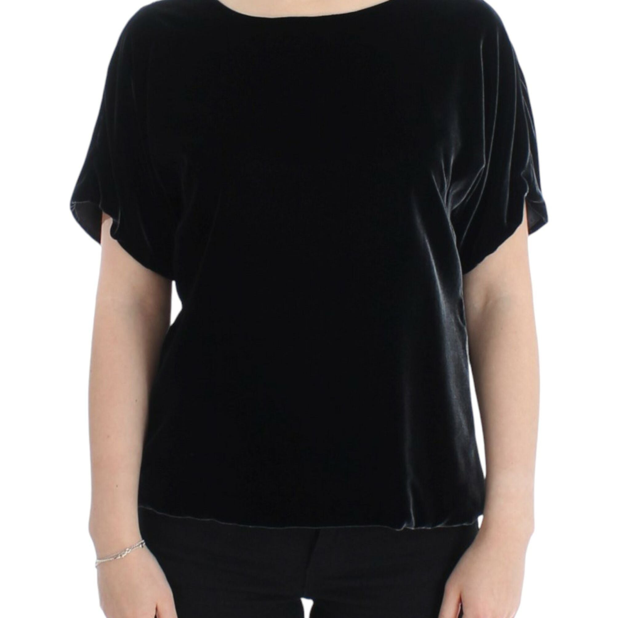 Dolce & Gabbana Black velvet shortsleeved blouse