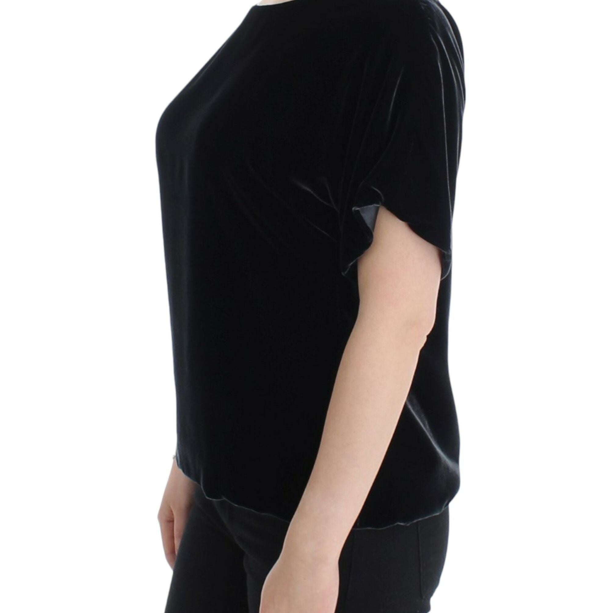 Dolce & Gabbana Black velvet shortsleeved blouse