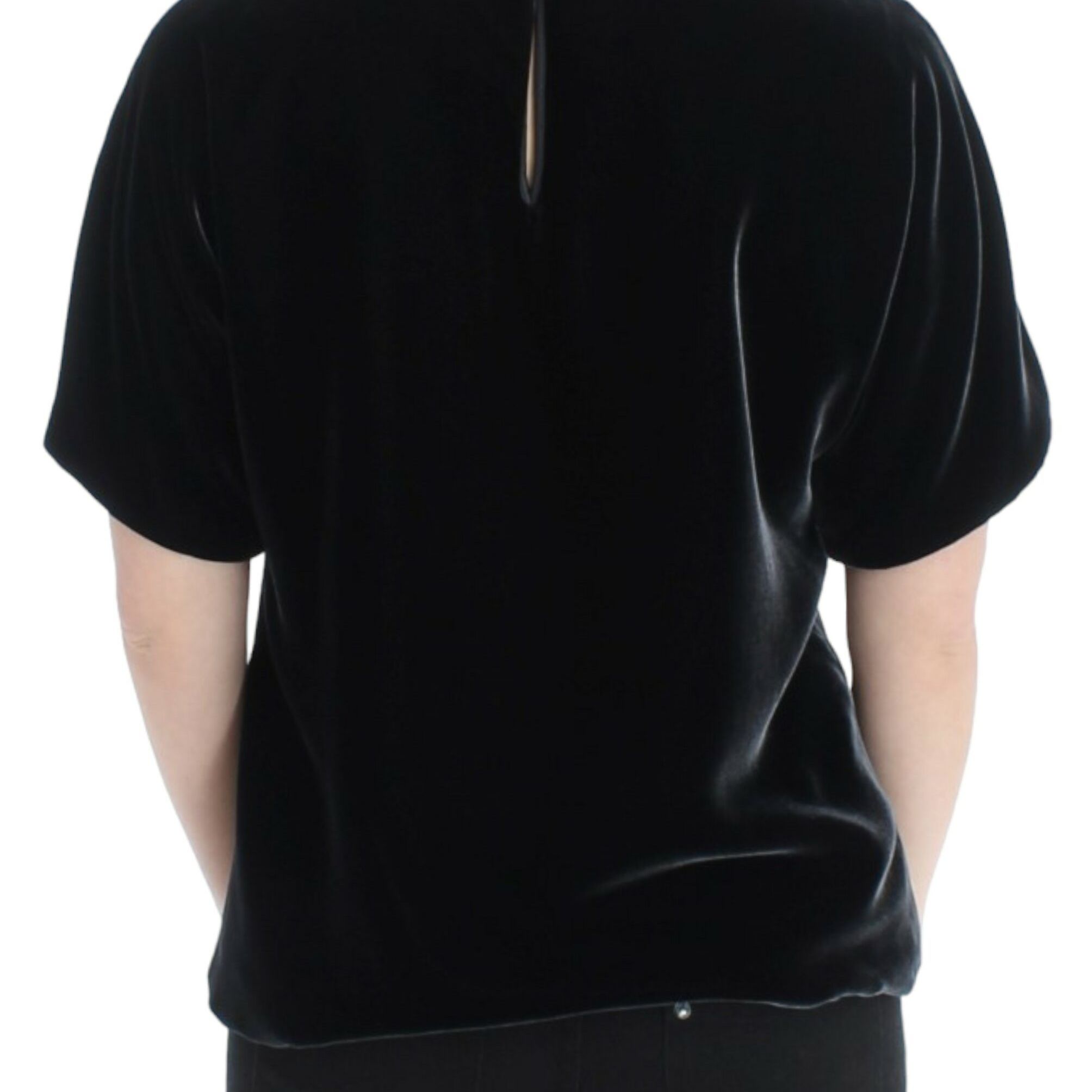 Dolce & Gabbana Black velvet shortsleeved blouse