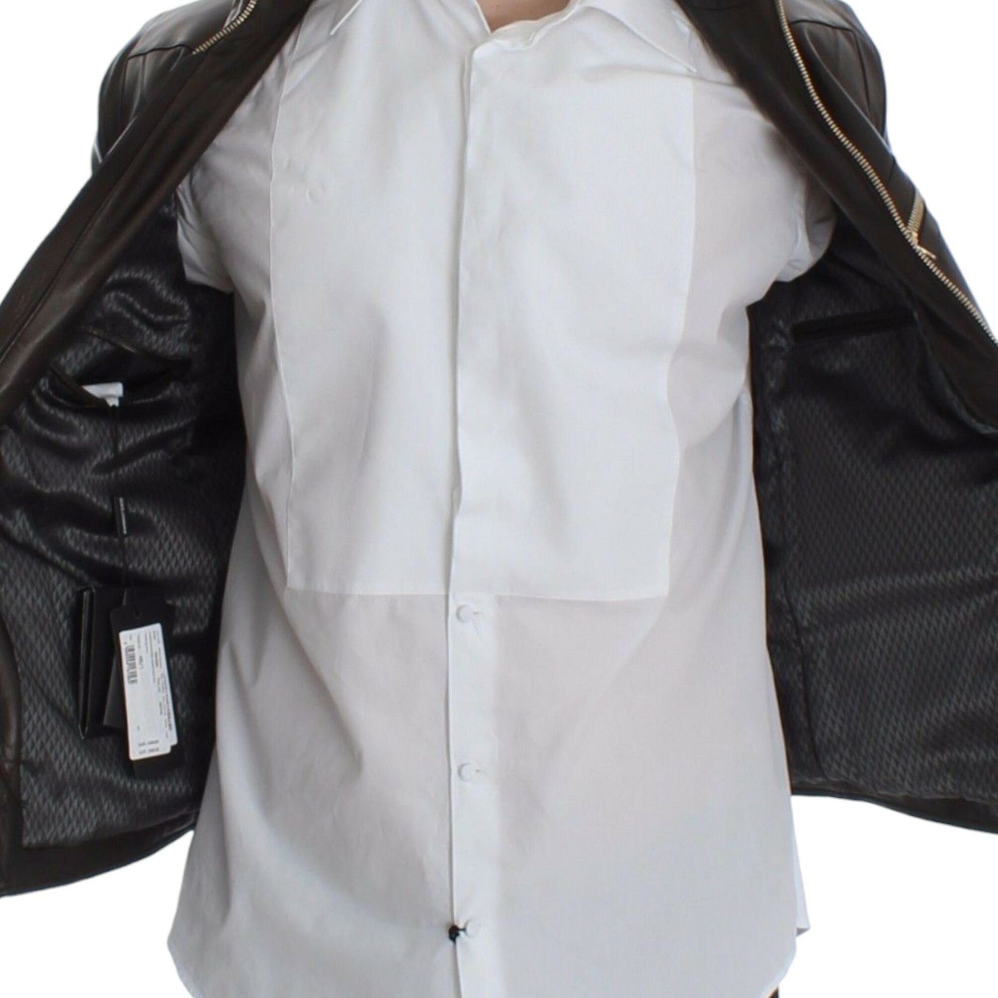 Dolce & Gabbana Brown Lambskin Leather Zipper Jacket