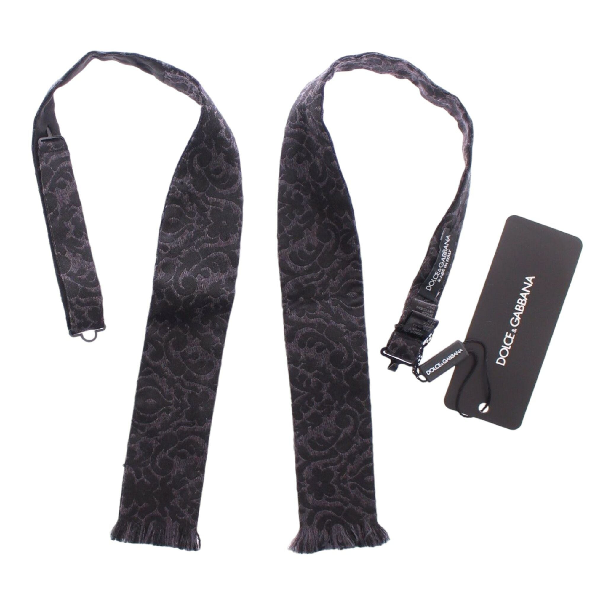 Dolce & Gabbana Gray Black Wool Bow Tie