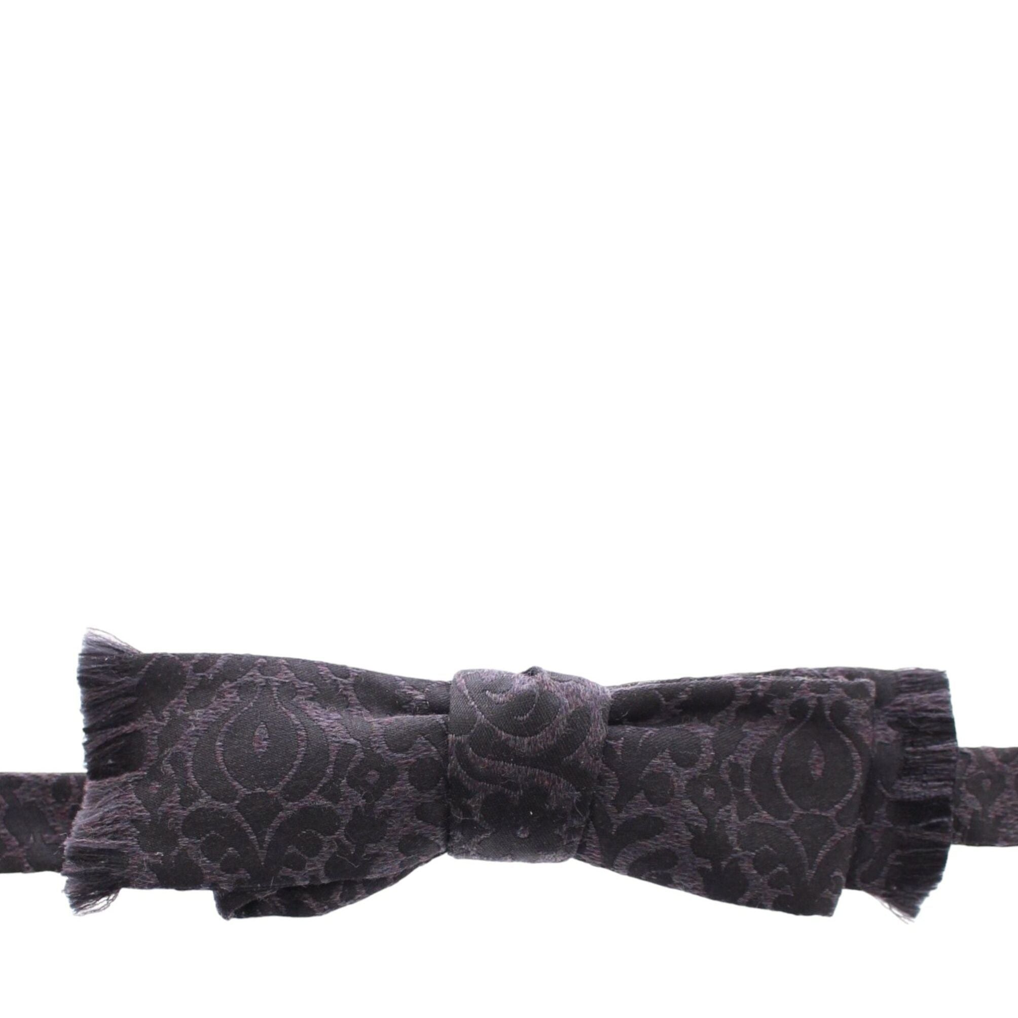 Dolce & Gabbana Gray Black Wool Silk Bow Tie