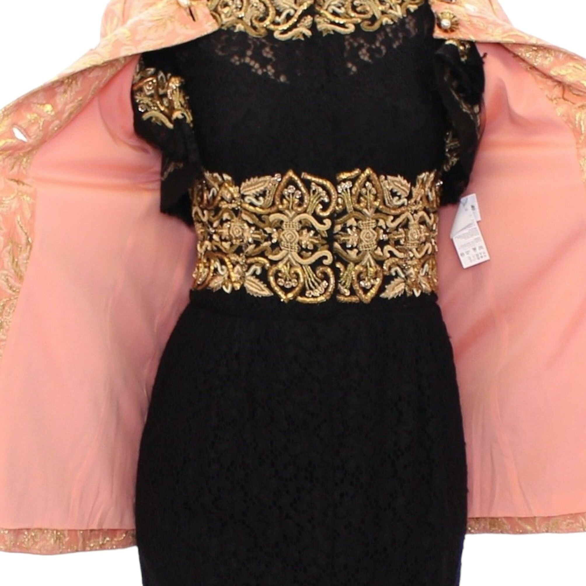 Dolce & Gabbana Pink Silk Brocade Crystal Jacket Coat