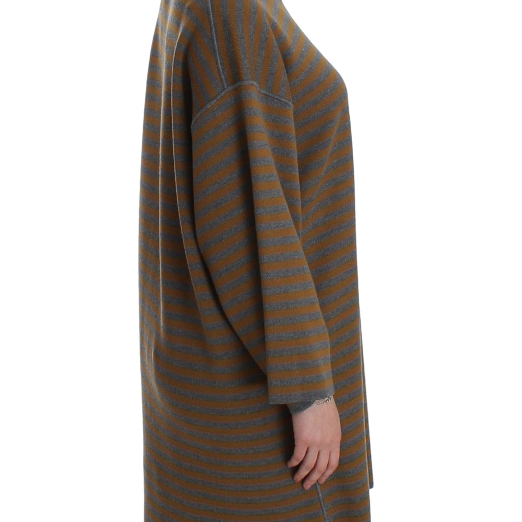 Dolce & Gabbana Oversized Gray Yellow Striped Sweater Top