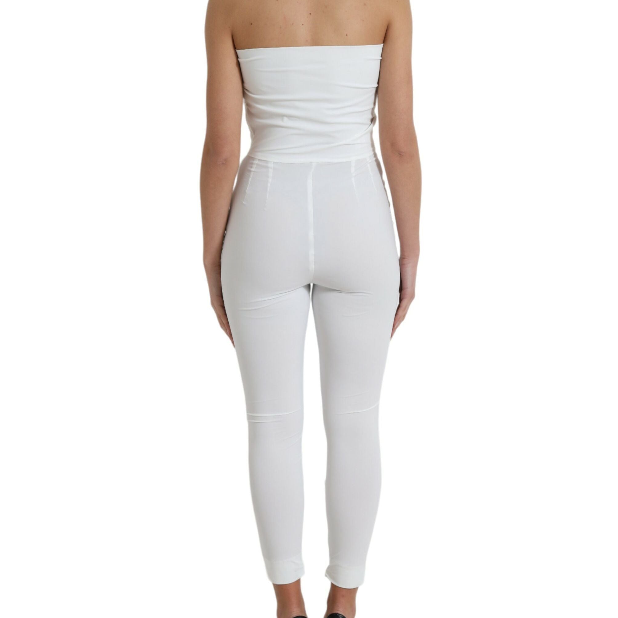 Dolce & Gabbana White Nylon Strapless Bodycon Jumpsuit Dress