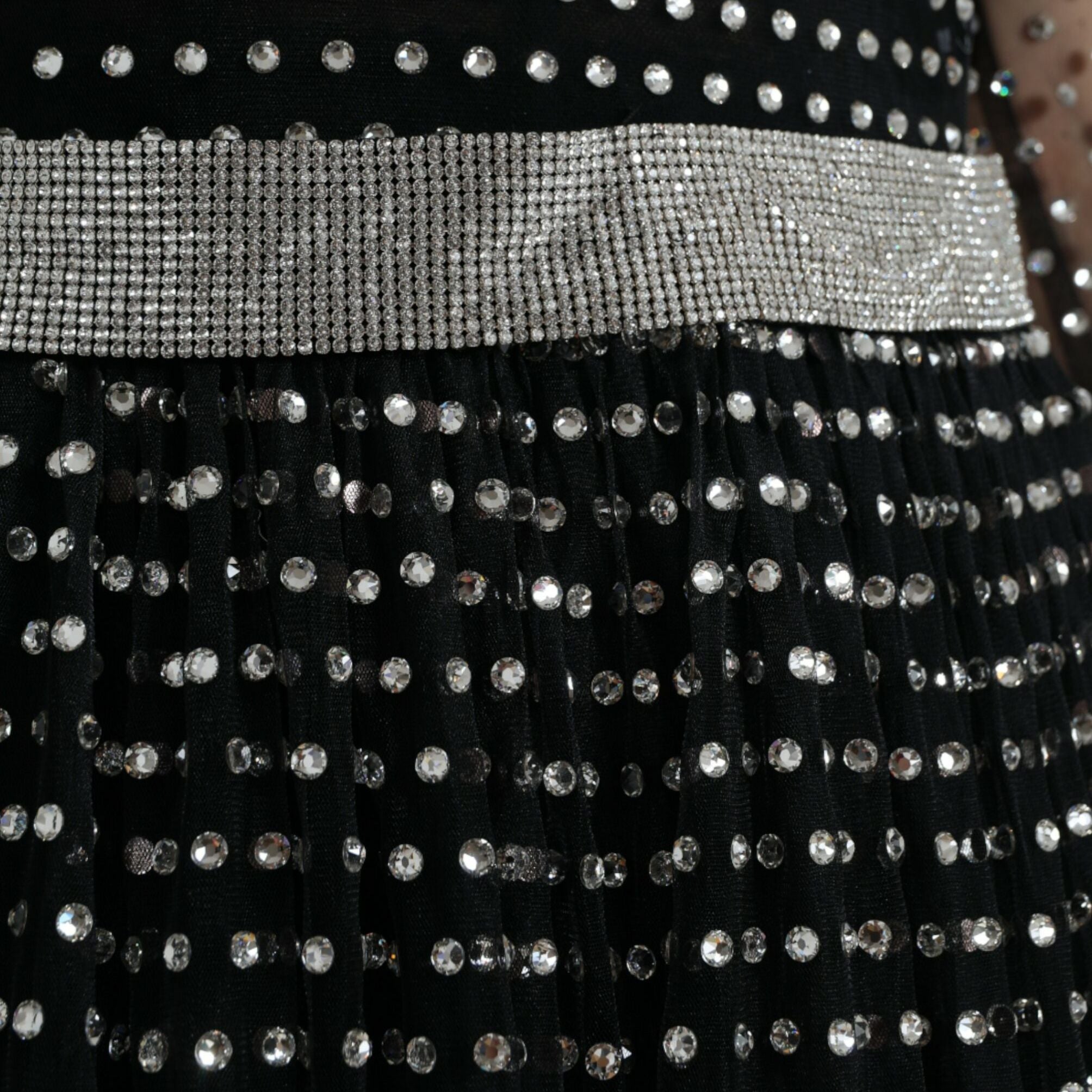 Dolce & Gabbana Black Crystal Embellished A-line Gown Dress