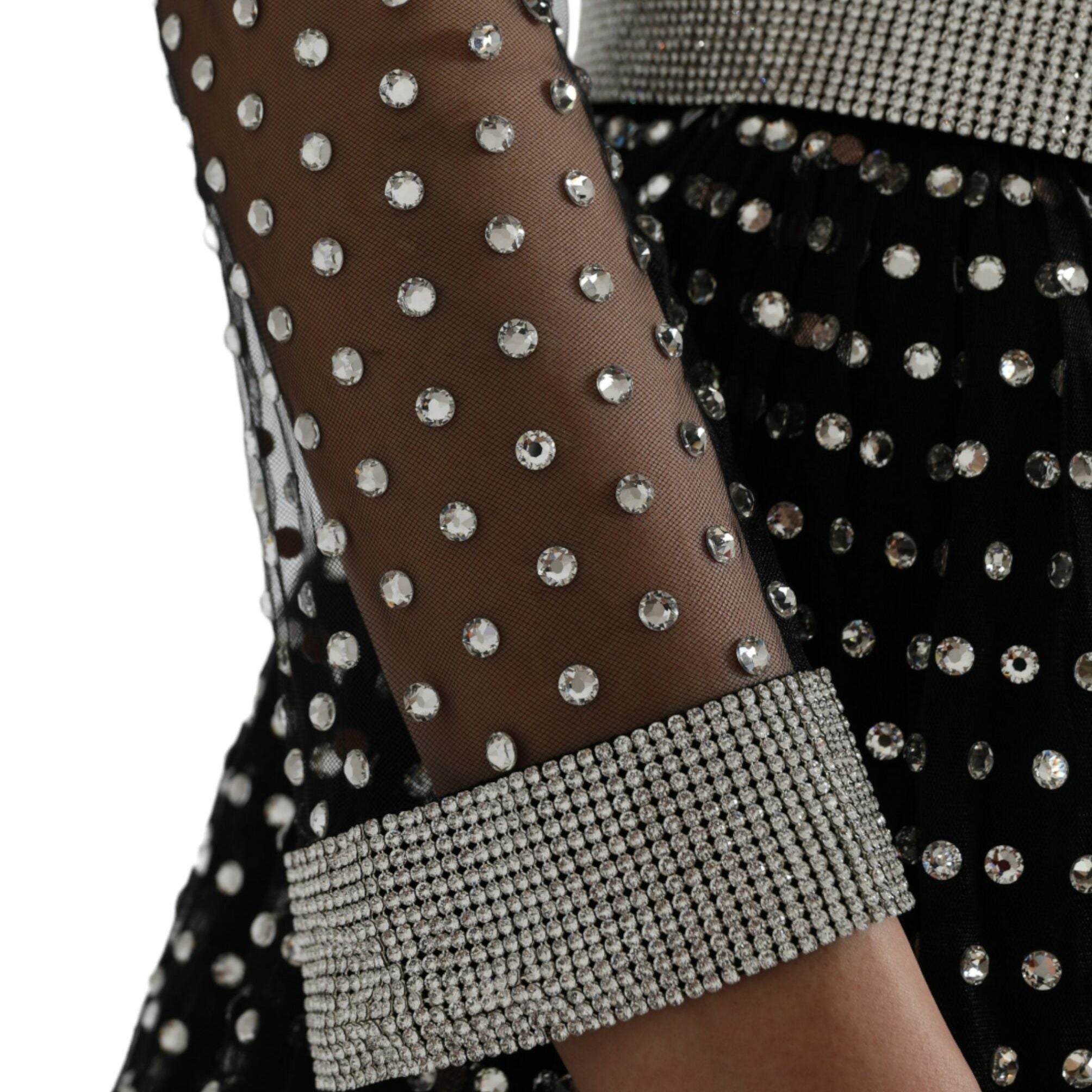 Dolce & Gabbana Black Crystal Embellished A-line Gown Dress