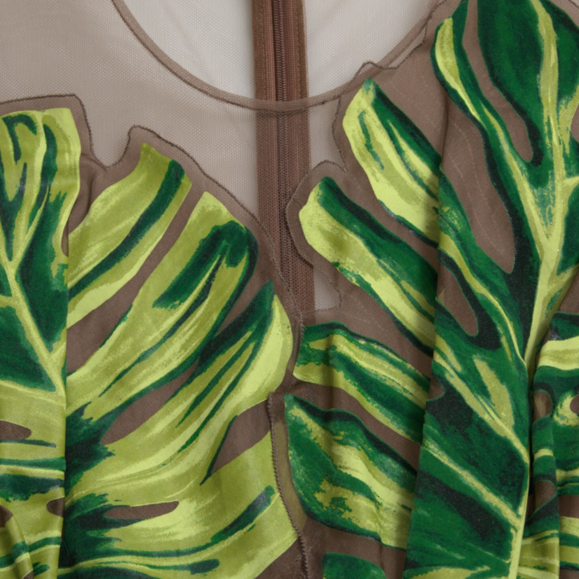 Dolce & Gabbana Green Banana Leaf Sleeveless Long Maxi Dress