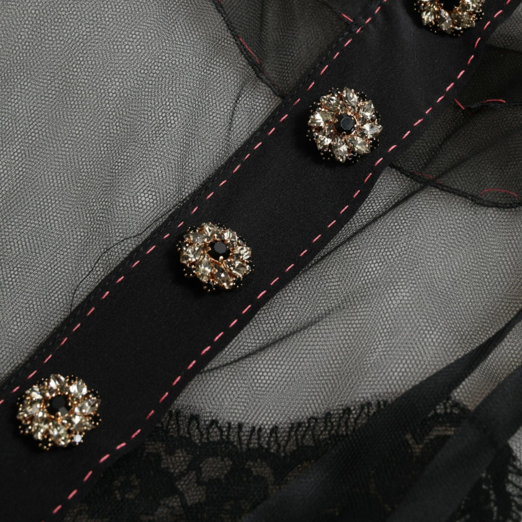Dolce & Gabbana Black Floral Embroidery Mesh Tulle Gown Dress
