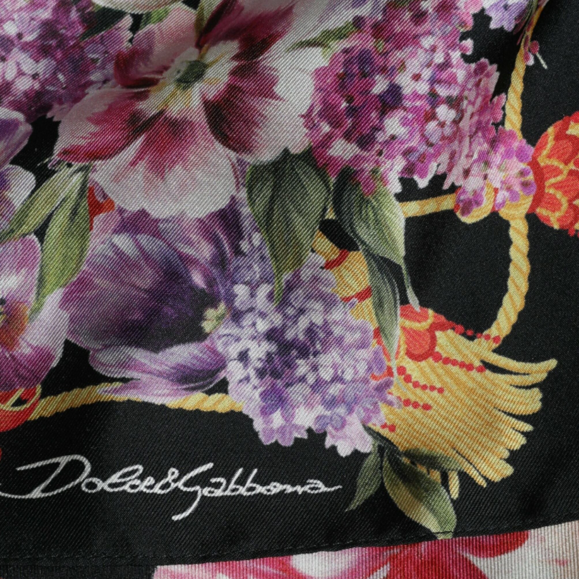 Dolce & Gabbana Multicolor Floral Print Silk Twill Gown Dress