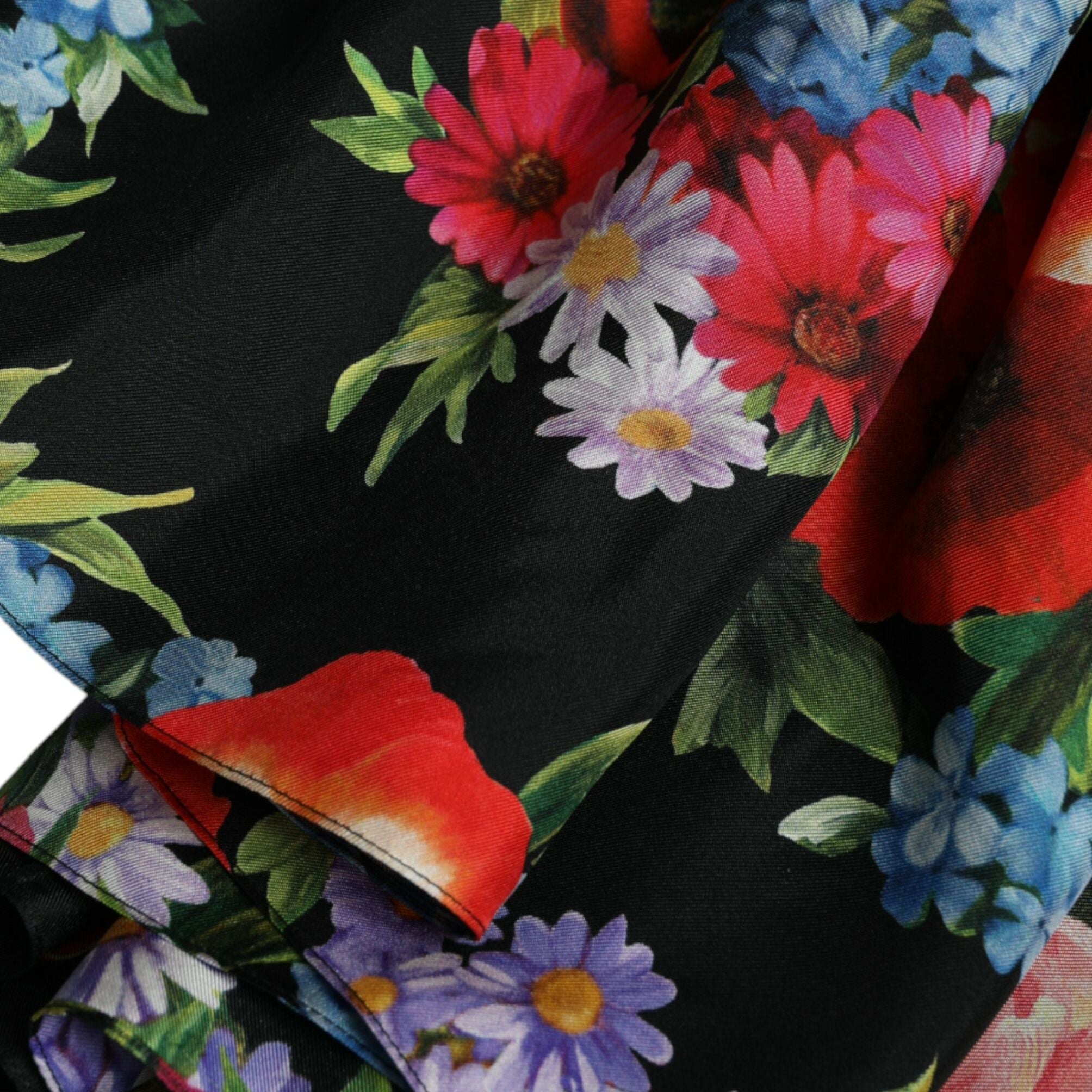 Dolce & Gabbana Multicolor Floral Print Silk Twill Gown Dress