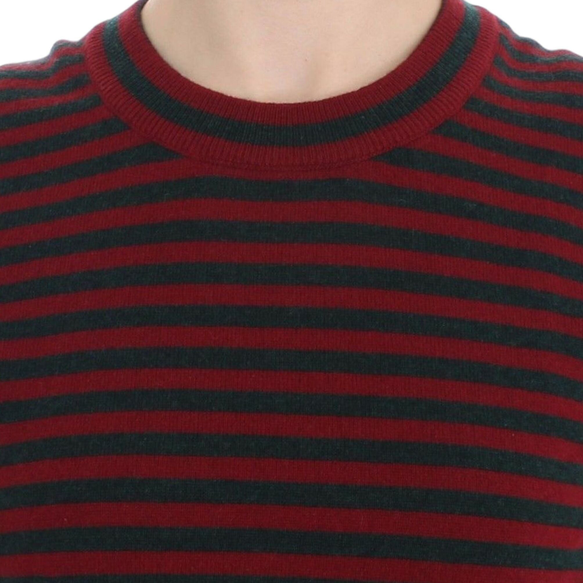 Dolce & Gabbana Red Gray Cashmere Short Sleeve Sweater