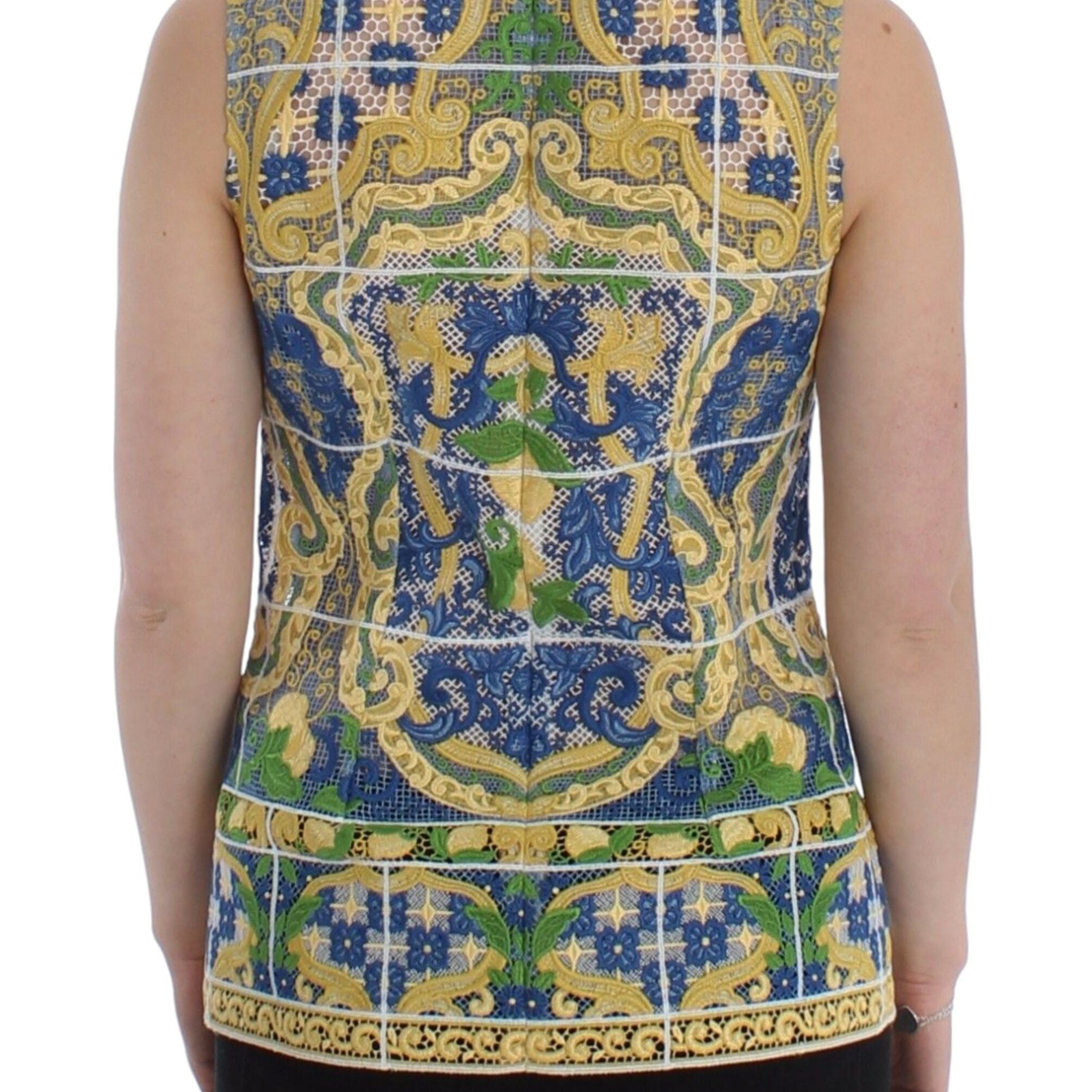 Dolce & Gabbana Multicolor Majolica Embroidered Sweater