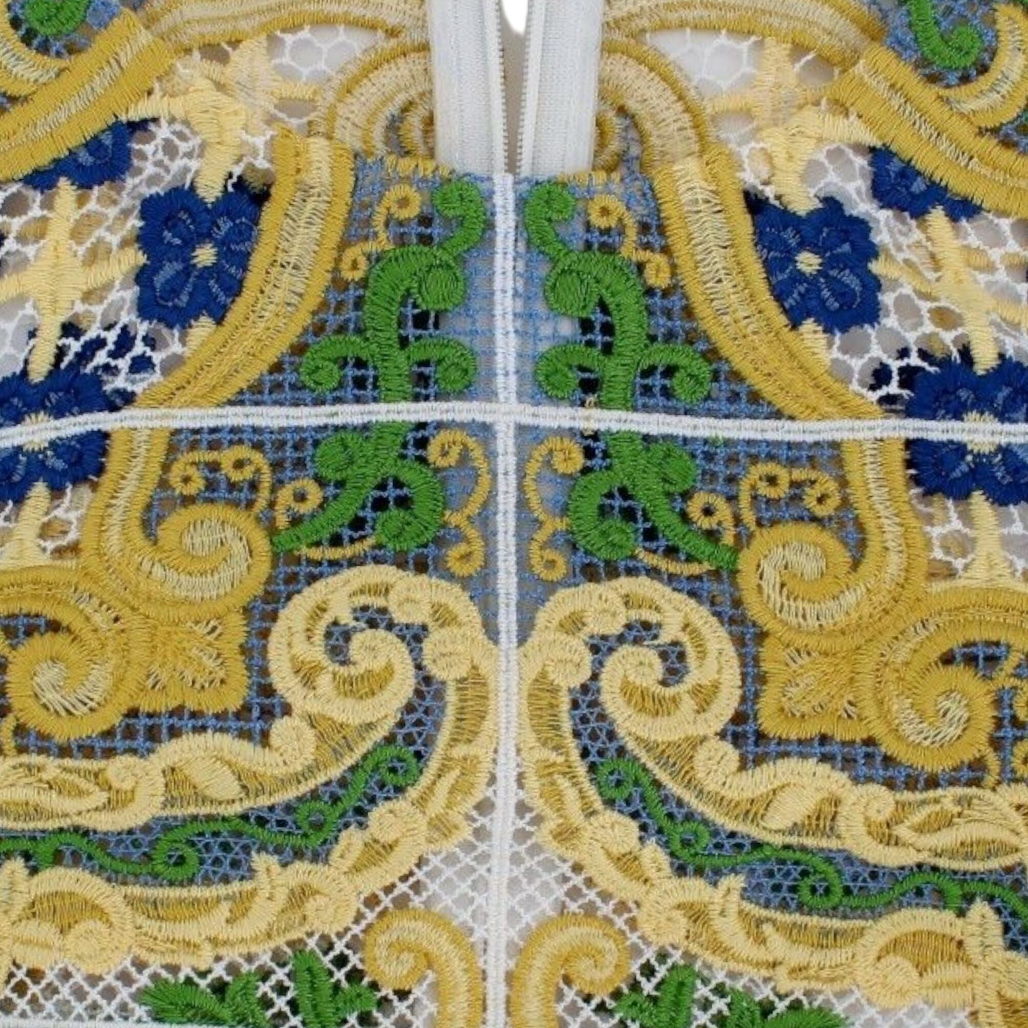 Dolce & Gabbana Multicolor Majolica Embroidered Sweater