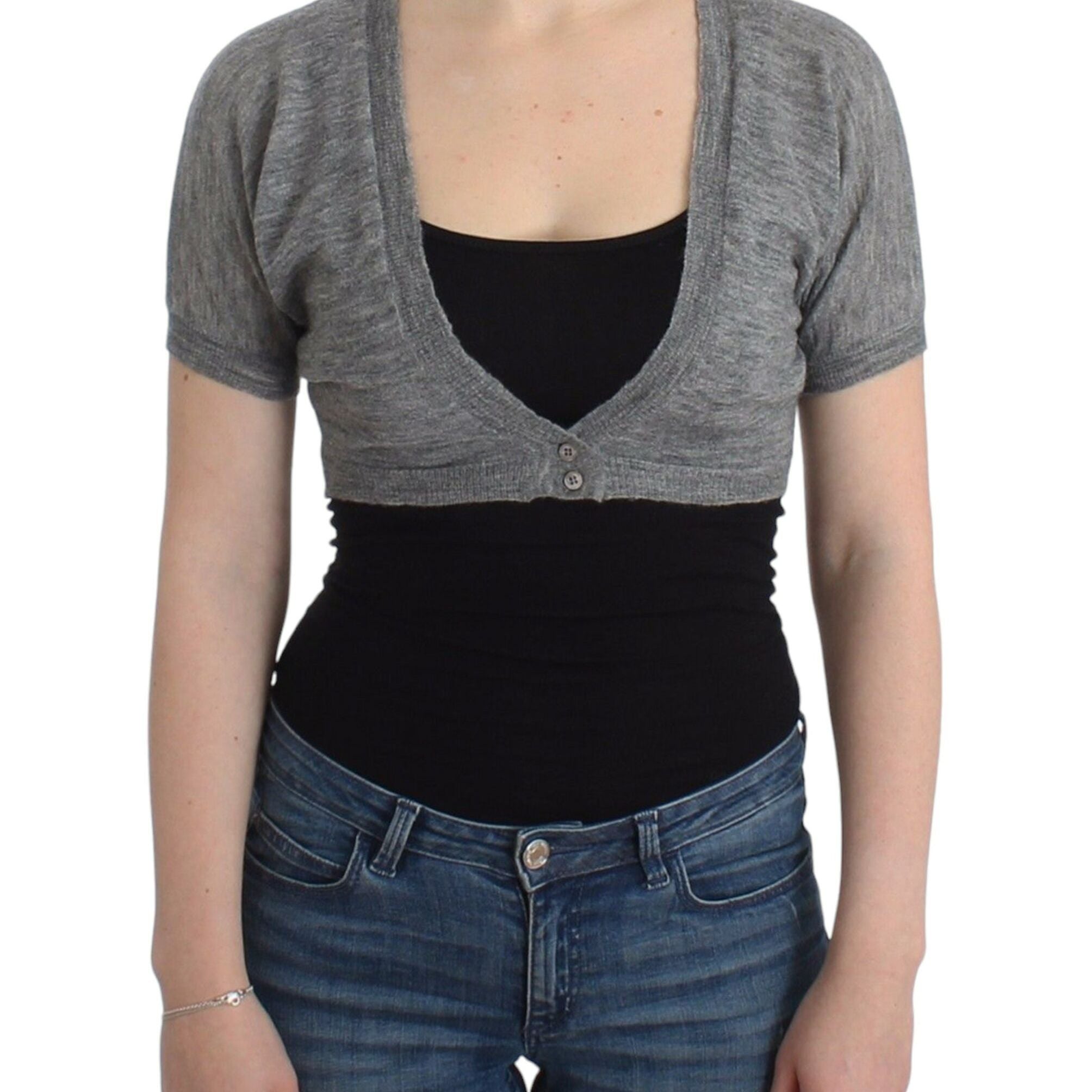 Ermanno Scervino Lingerie Knit Gray Bolero Sweater Cardigan