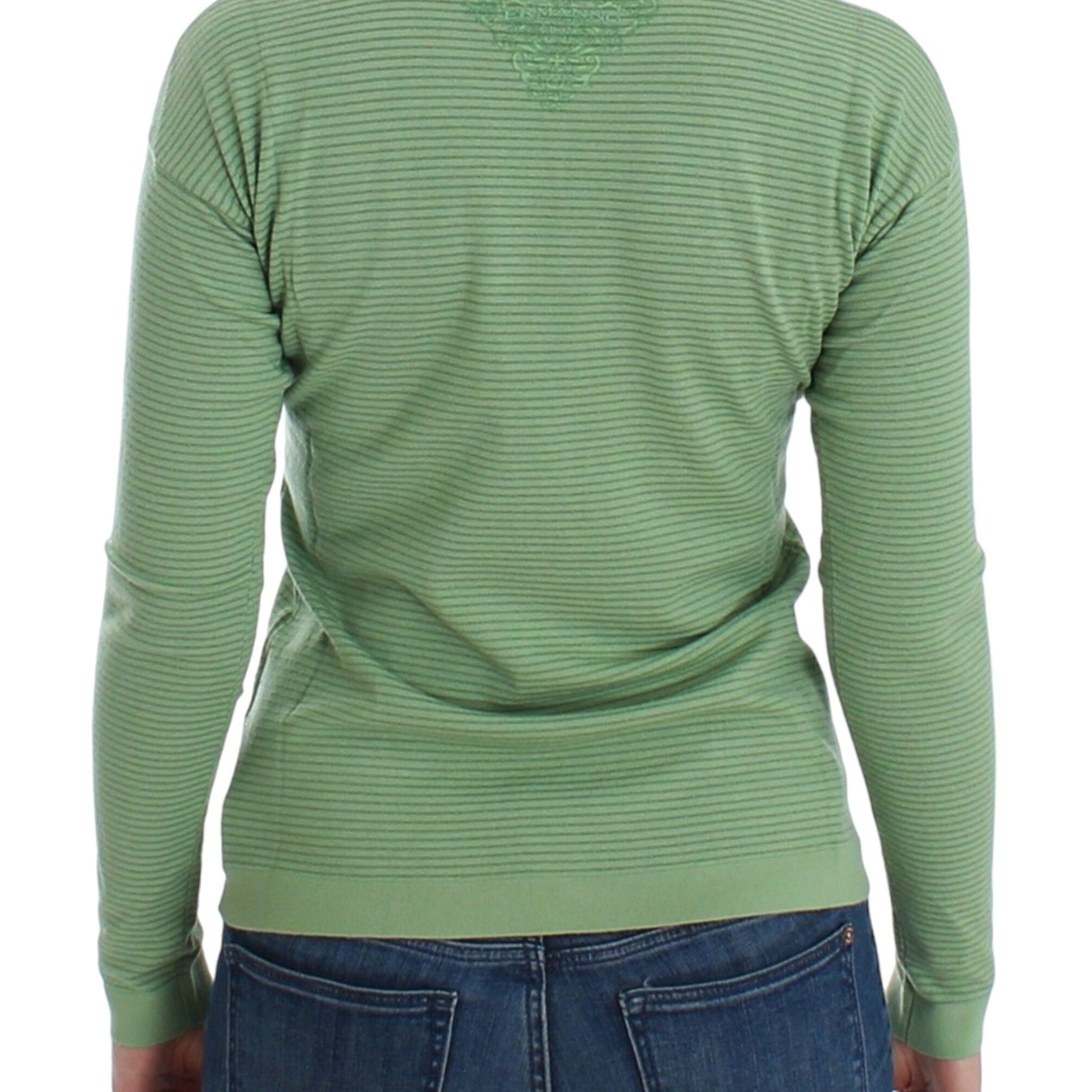 Ermanno Scervino Green Wool Blend Striped Long Sleeve Sweater