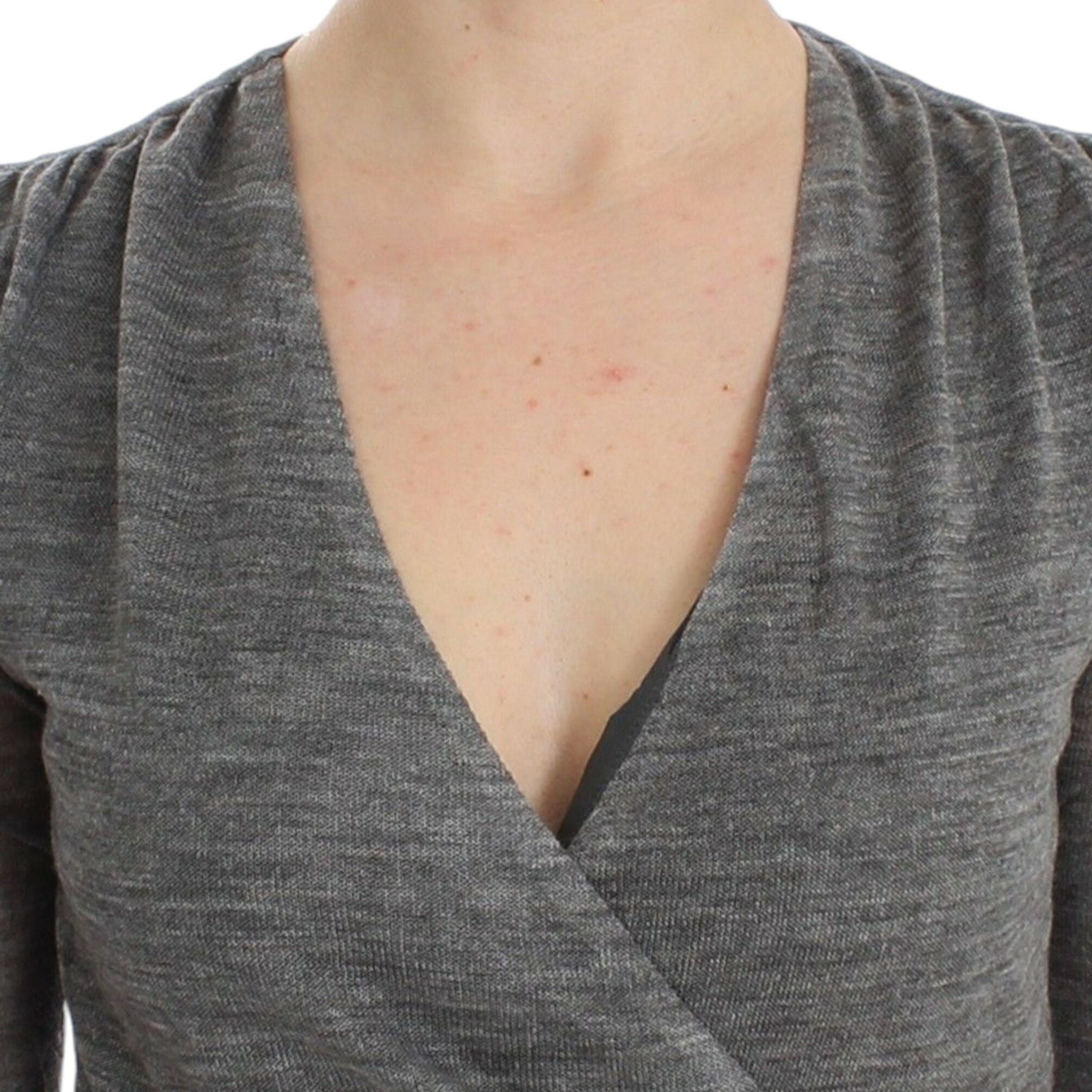 Ermanno Scervino Gray Wool Blend Stretch Long Sleeve Sweater
