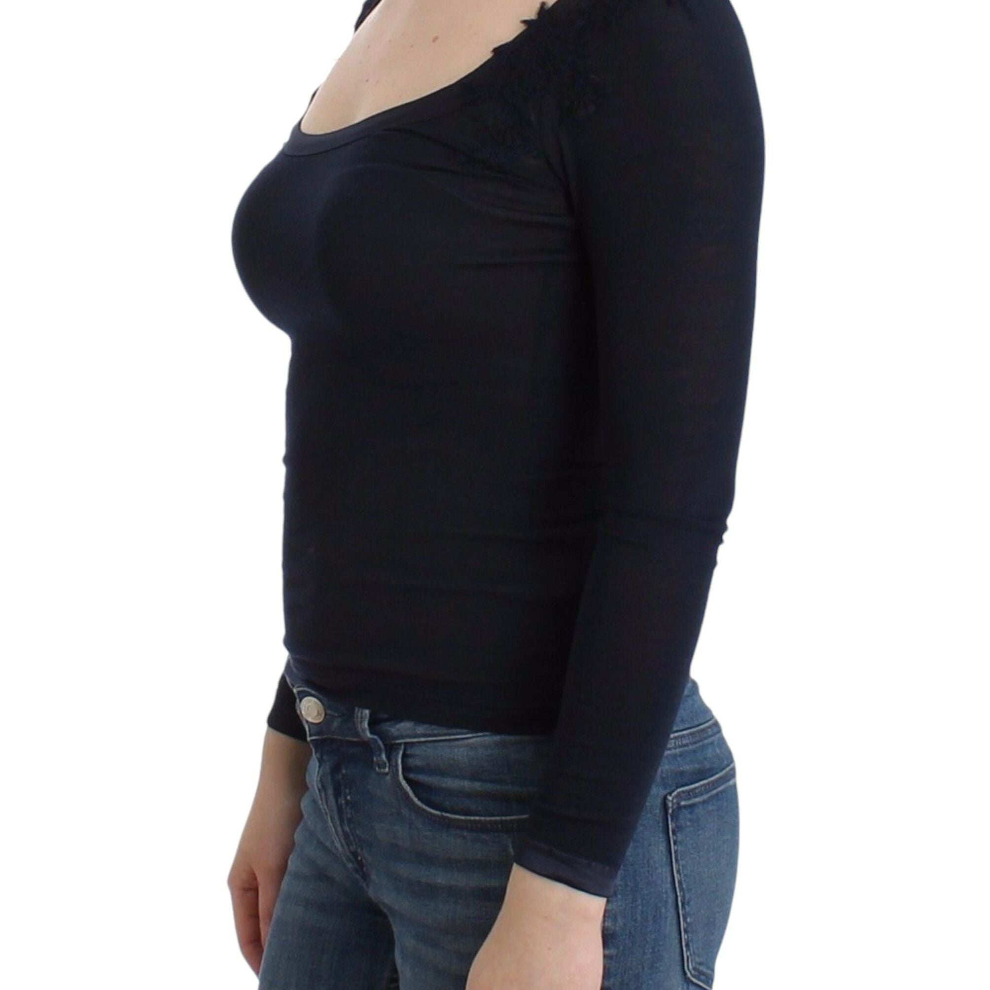 Ermanno Scervino Lingerie Blue Top Blouse Jumper Lace Rayon