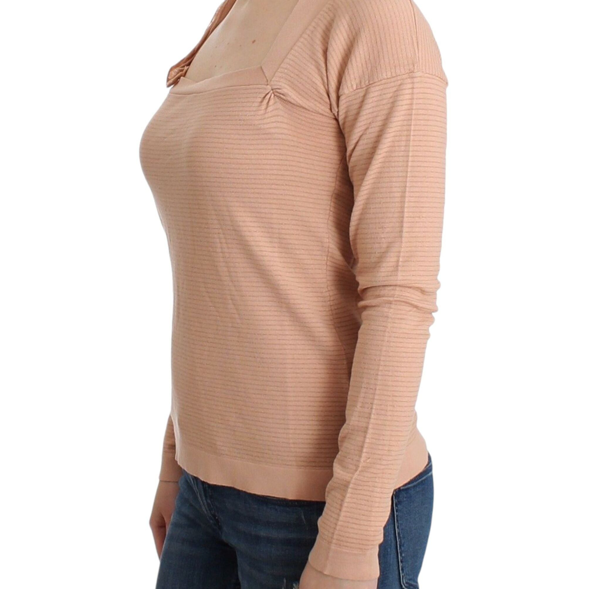 Ermanno Scervino Orange Wool Blend Striped Long Sleeve Top