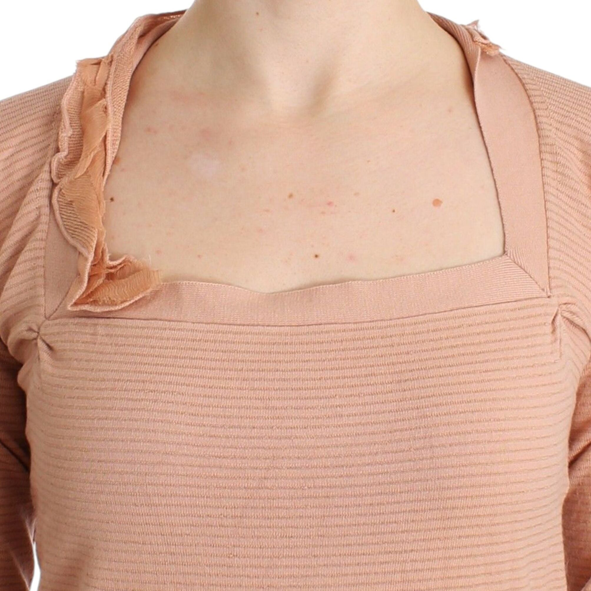 Ermanno Scervino Orange Wool Blend Striped Long Sleeve Top