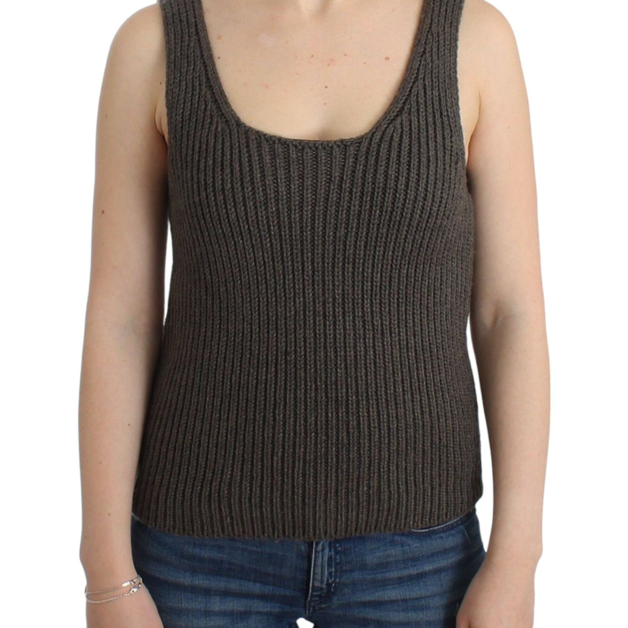 Ermanno Scervino Gray Knit Top Knitted Sweater Merino Wool