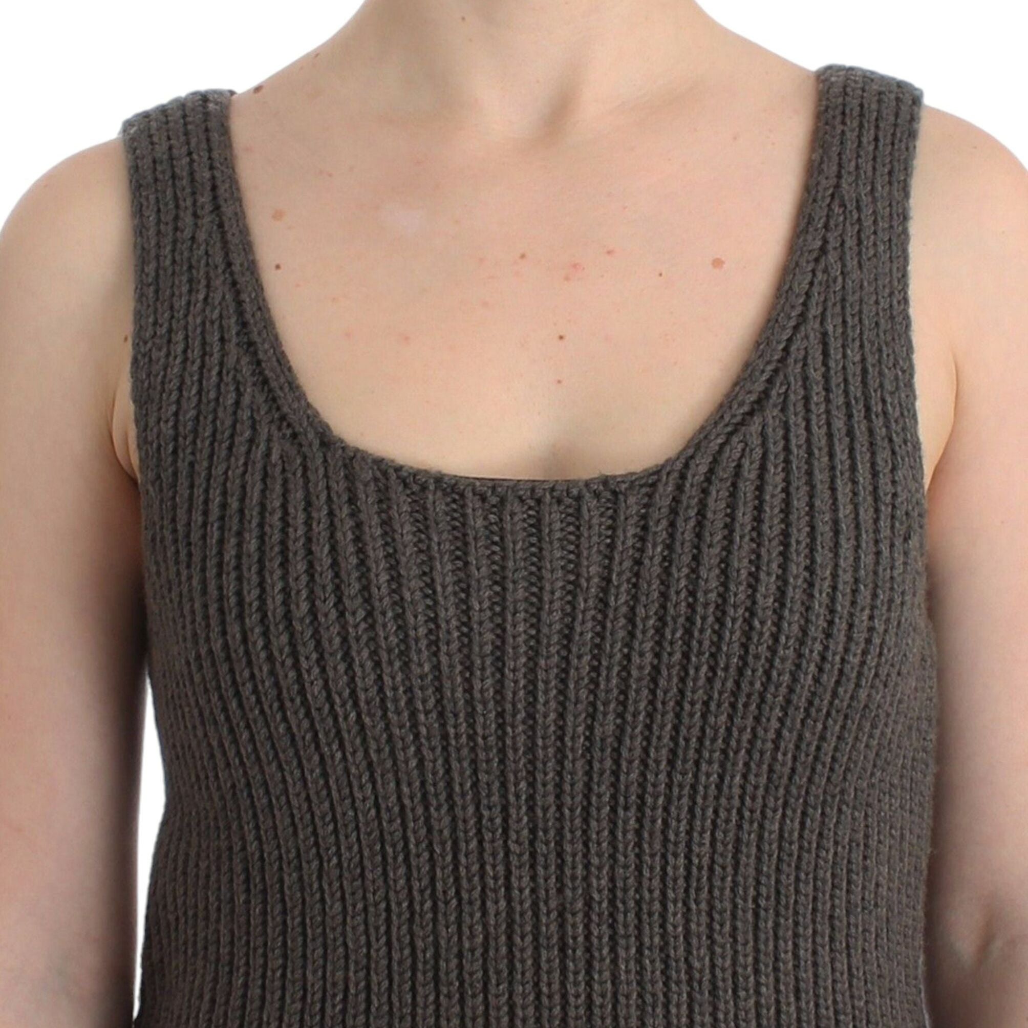 Ermanno Scervino Gray Knit Top Knitted Sweater Merino Wool